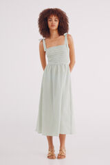 Springfield Vestido midi tirantes lazo estampado rayas verde