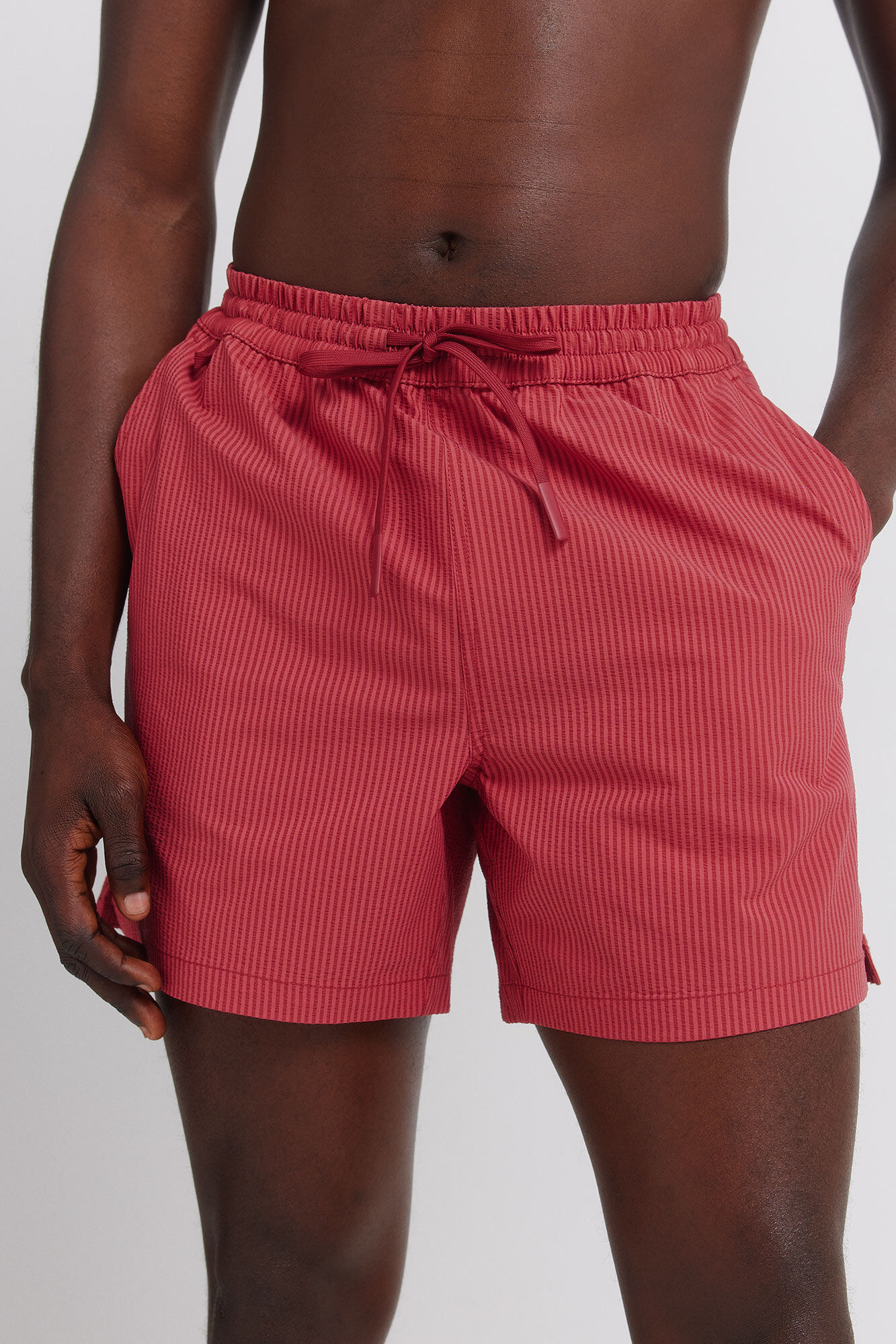 Springfield Traje de ba&ntilde;o seersucker a rayas rojo