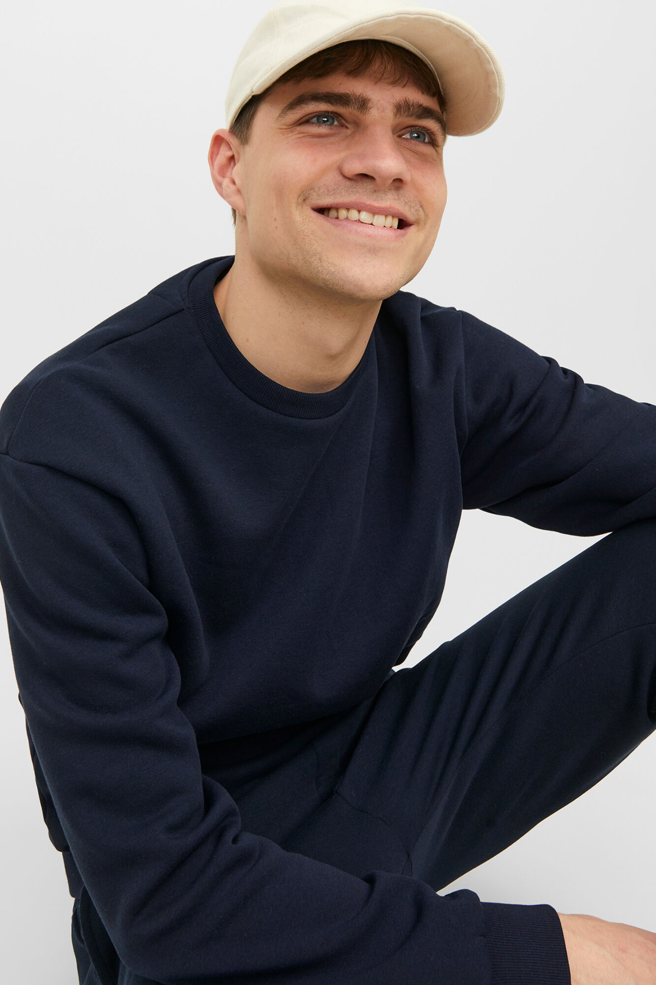 Jack & Jones Sudadera b&aacute;sica de cuello redondo marino