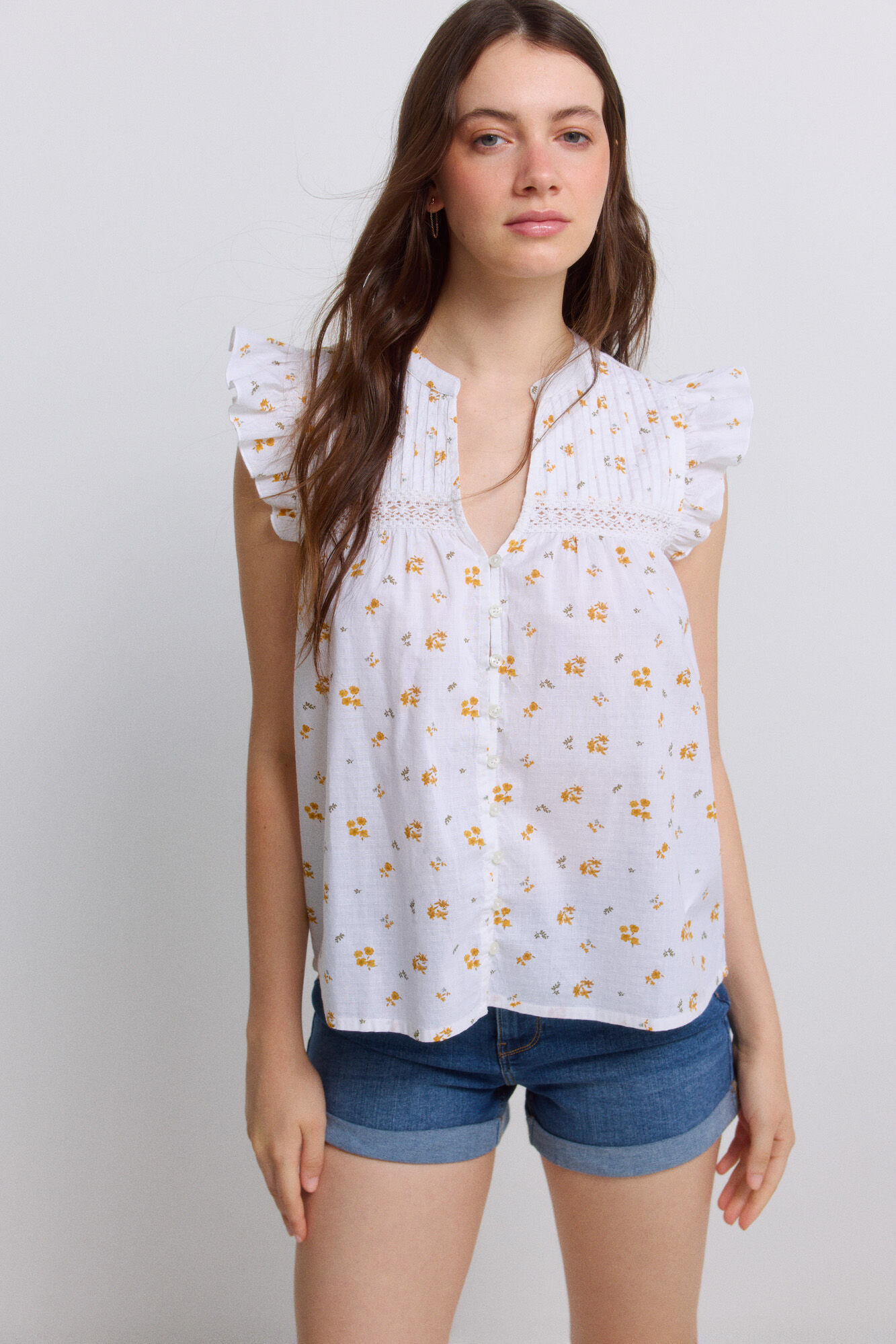 Springfield Blusa rom&aacute;ntica con pliegues