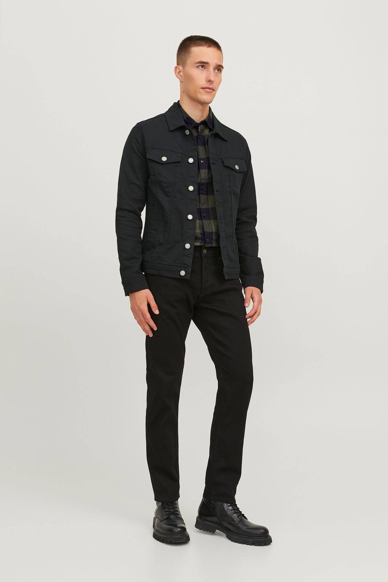 Jack & Jones Camisa slim a cuadros verde