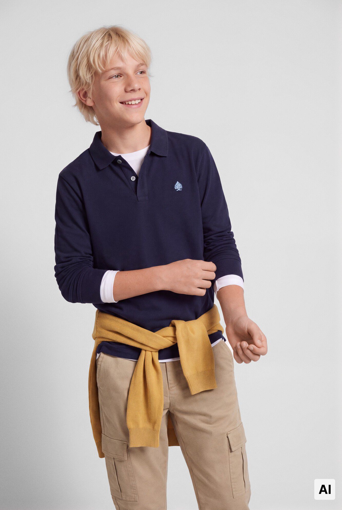 Springfield Kids Polo manga larga b&aacute;sico ni&ntilde;o azul mezcla