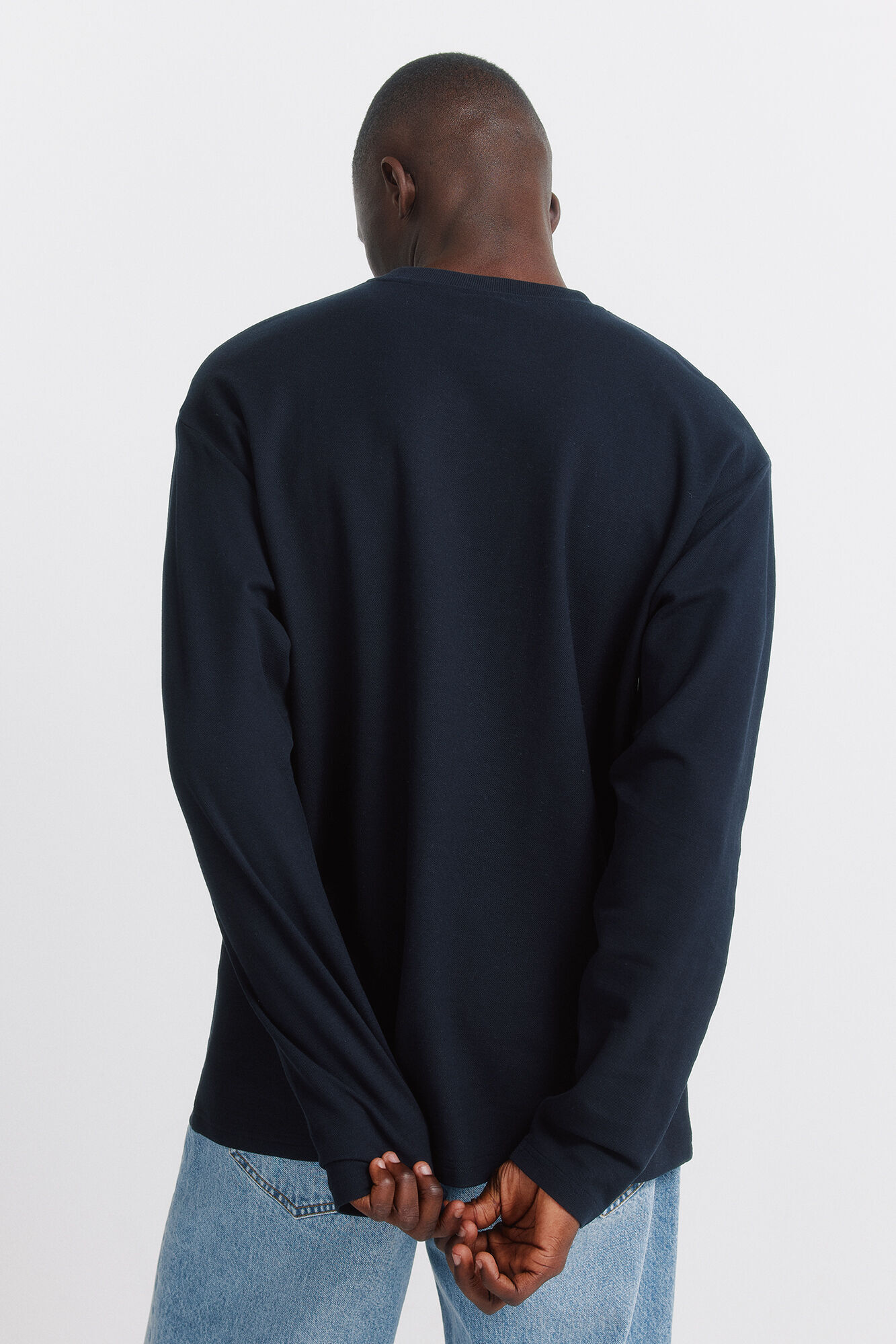 Springfield Playera manga larga de pique corte azul