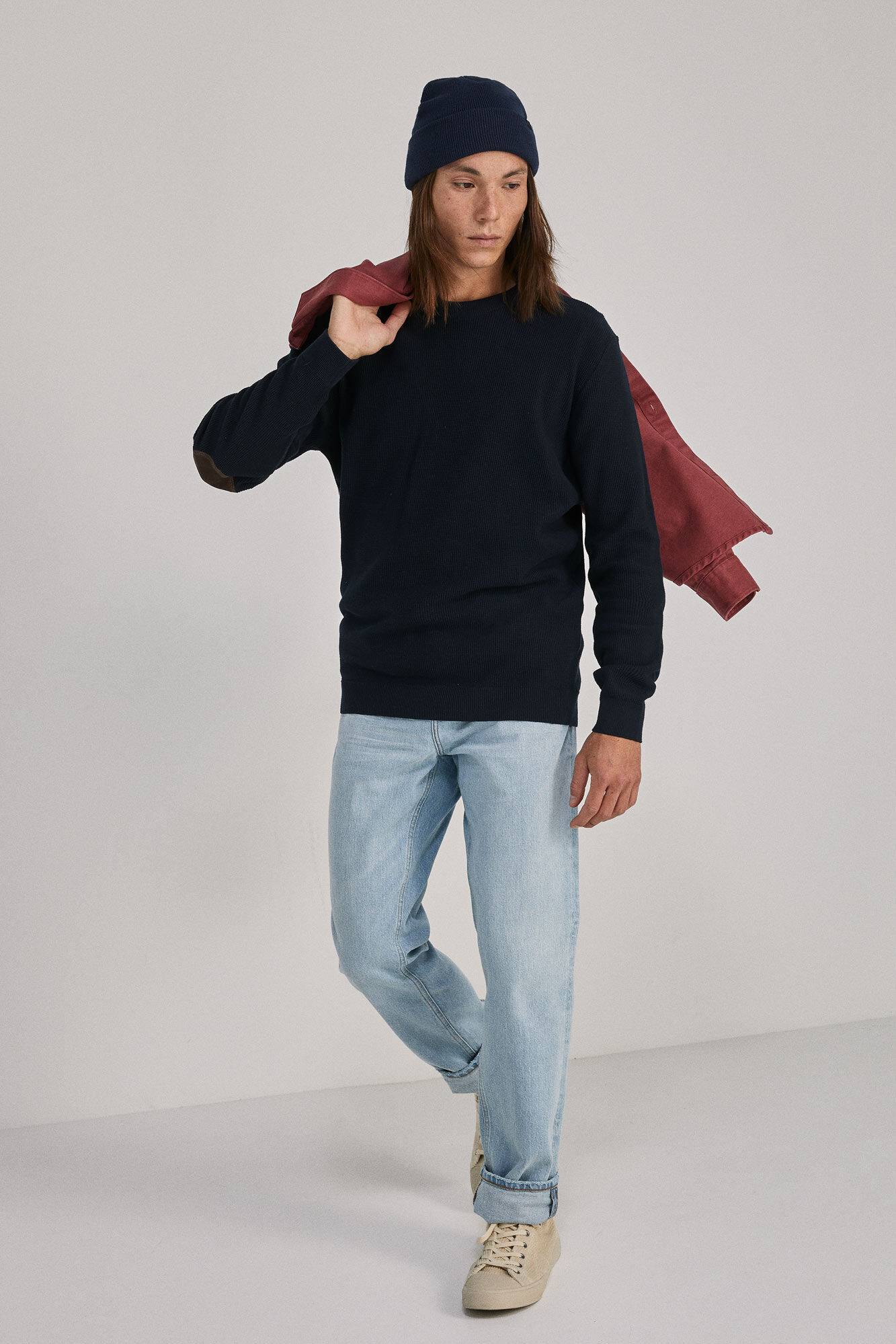 Sueter liso estructura coderas Sueteres y cardigans de hombre Springfield MX