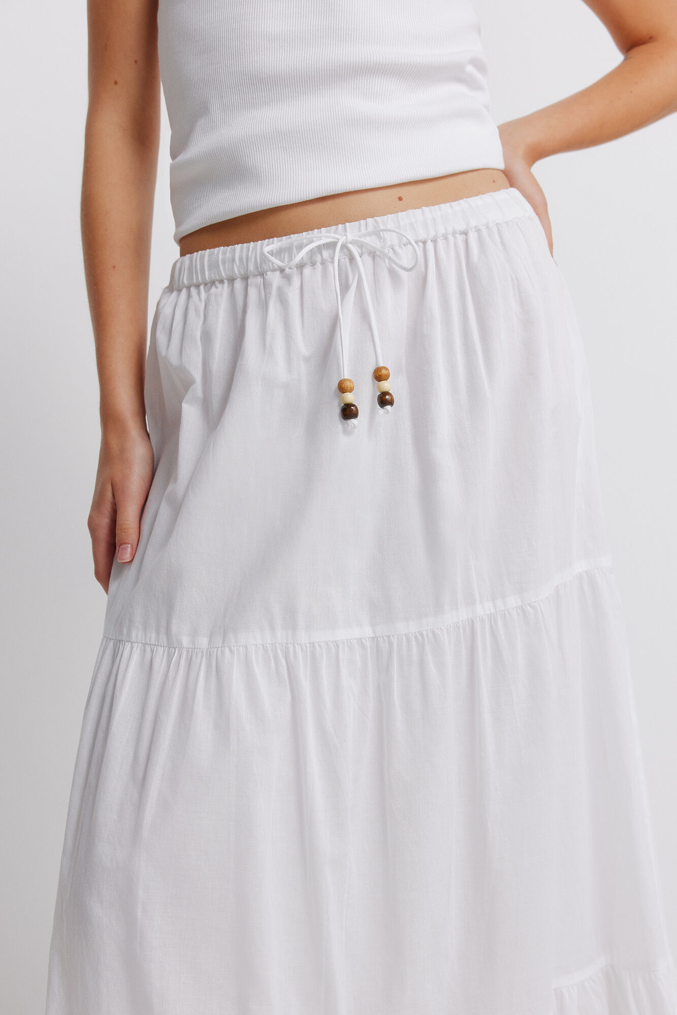 Springfield Falda midi con volantes natural