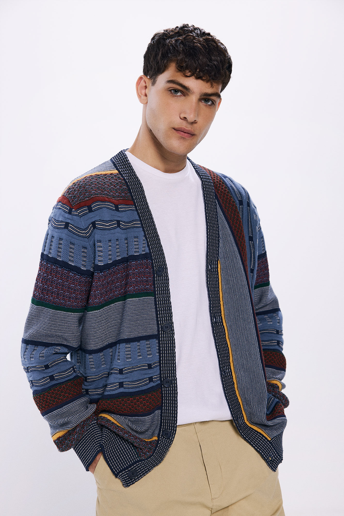 Springfield C&aacute;rdigan jacquard azulado