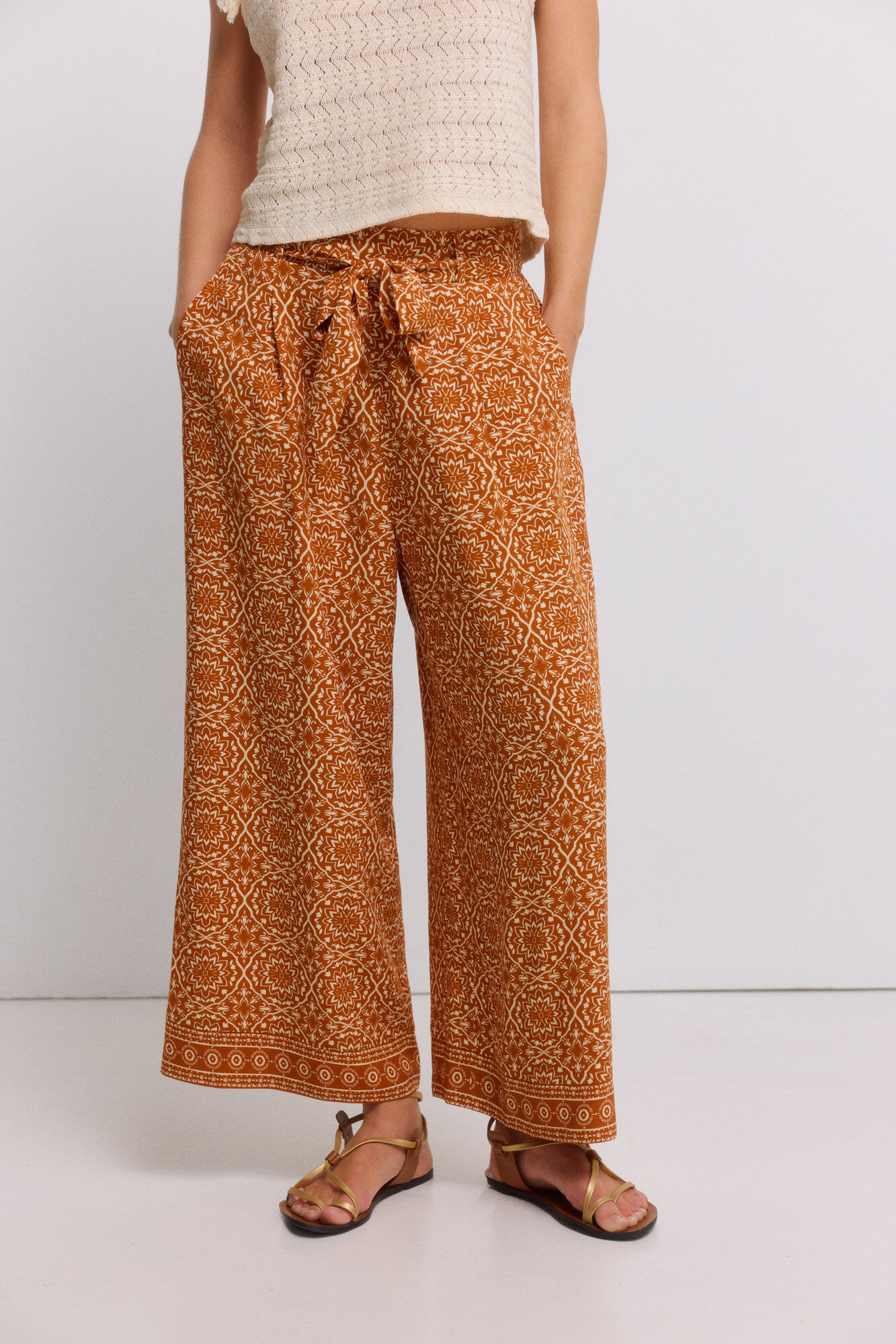 Springfield Pantal&oacute;n fluido estampado con cintur&oacute;n