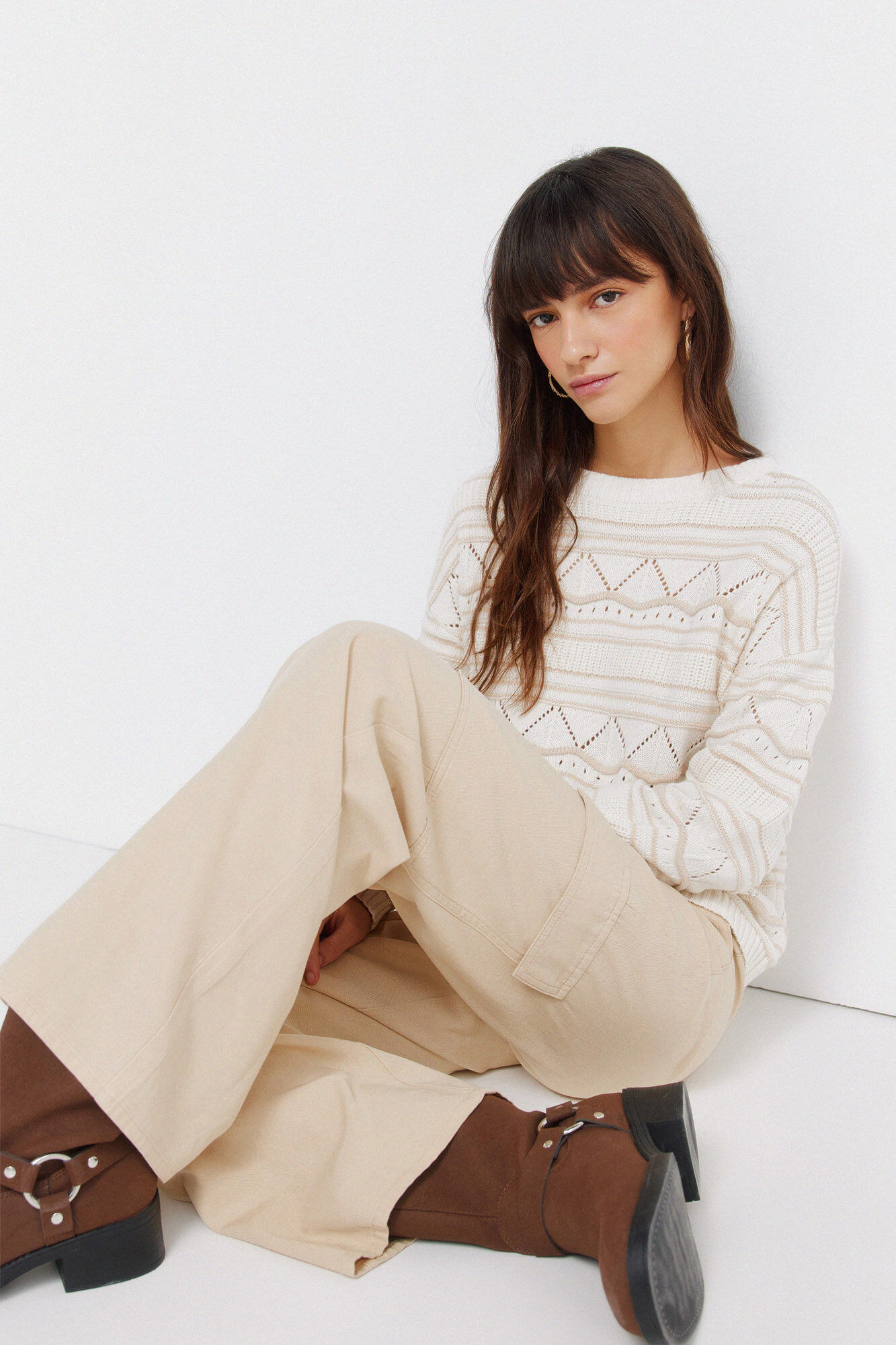 Springfield Pantal&oacute;n cargo de algod&oacute;n beige