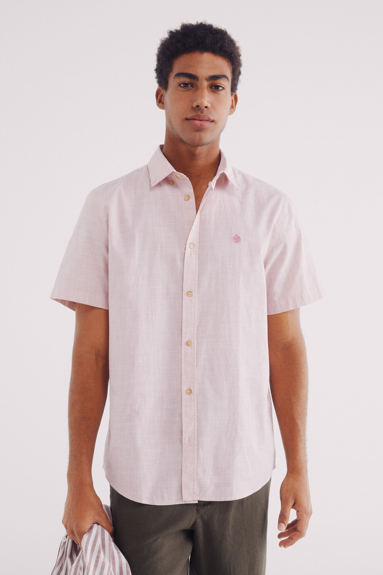 Springfield Camisa manga corta algod&oacute;n slub microrraya