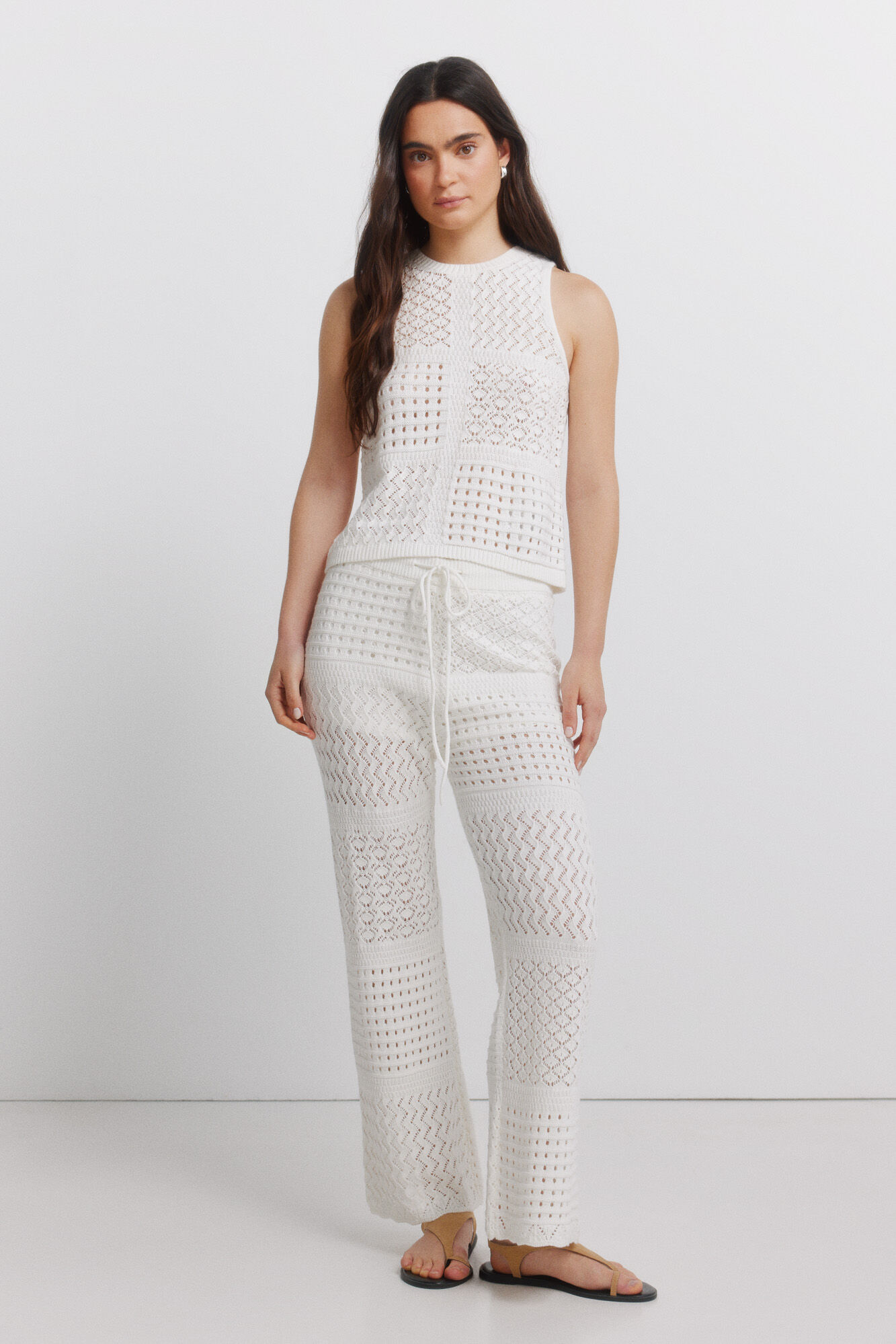 Springfield Top de punto calado beige