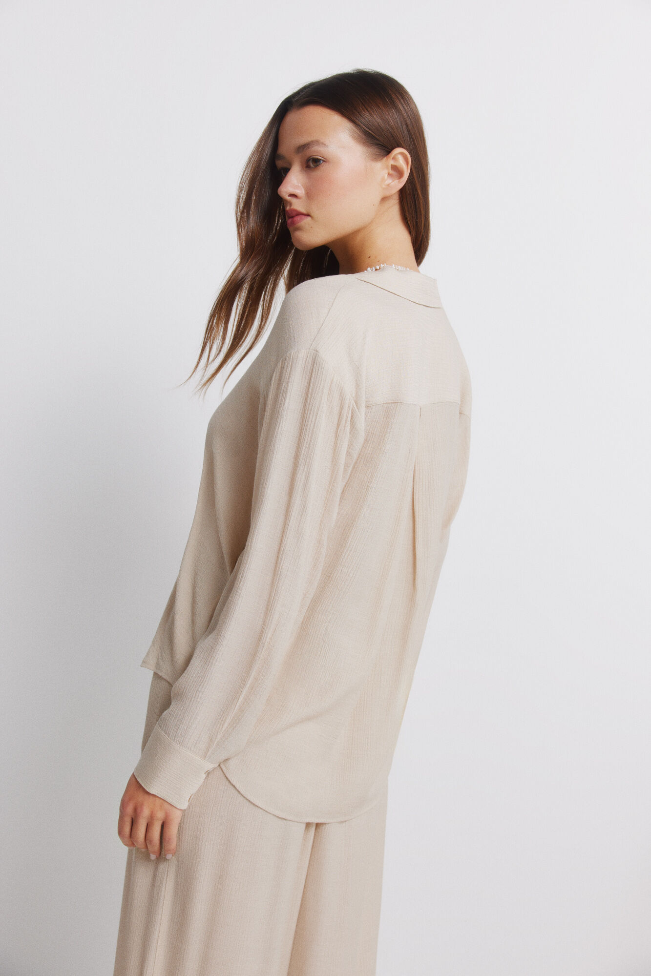 Springfield Camisa de manga larga a rayas kaki