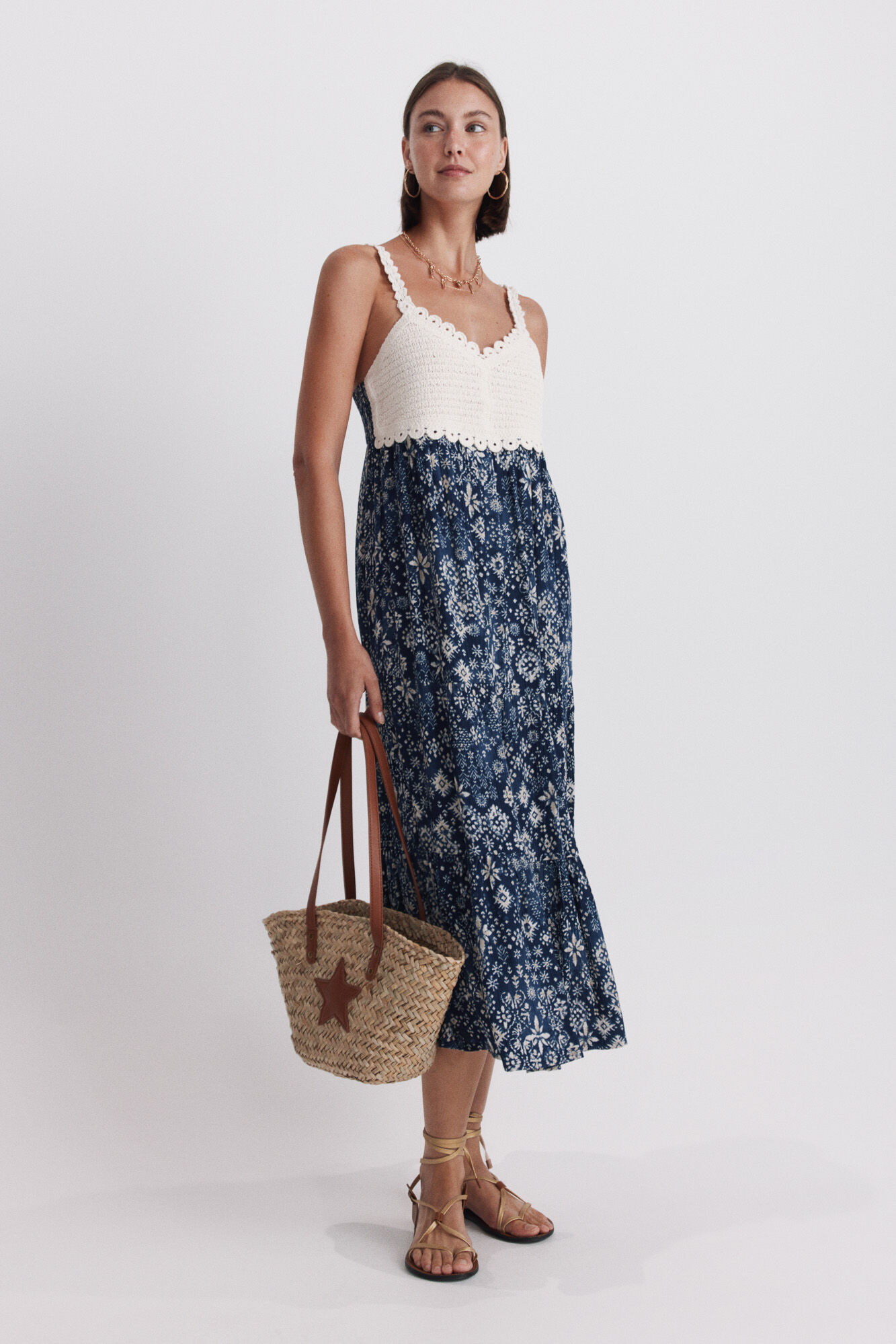 Springfield Vestido midi estampado de crochet