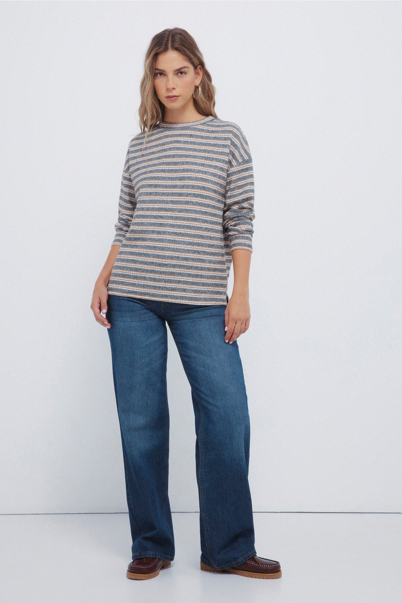 Springfield Jersey chenilla doble raya nude