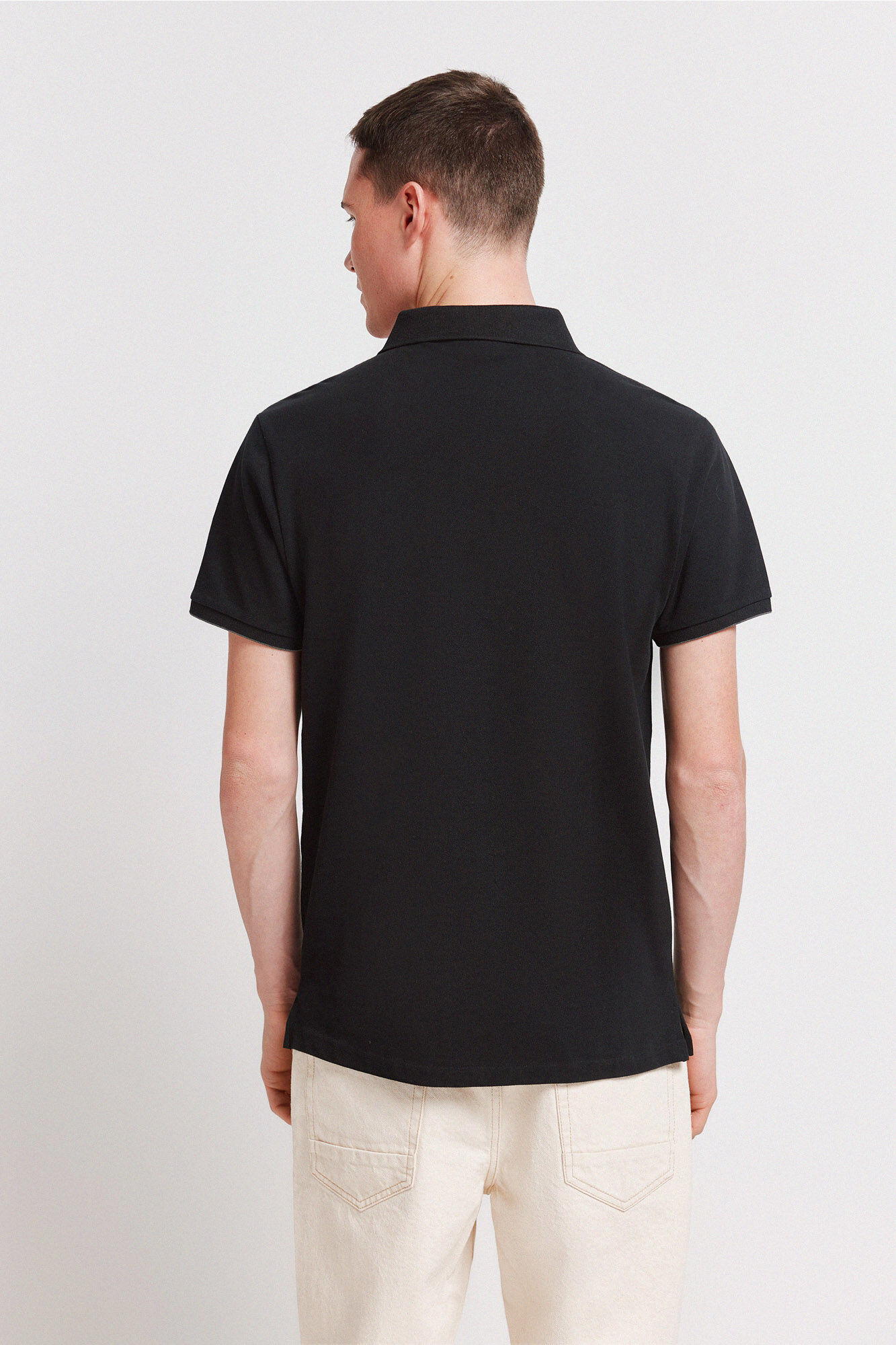 Springfield Polo piqu&eacute; de pu&ntilde;o de contraste slim fit negro