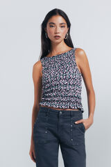Springfield Top ajustado florecitas negro