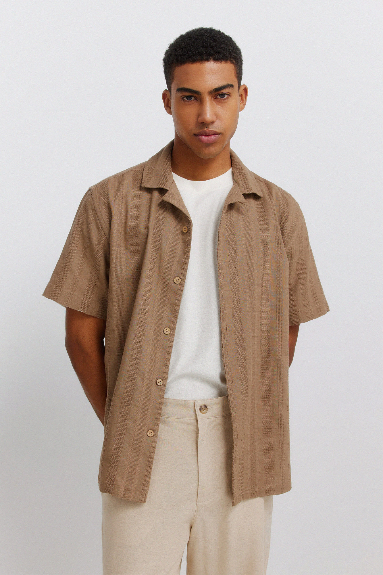 Springfield Camisa bowling manga corta de jacquard