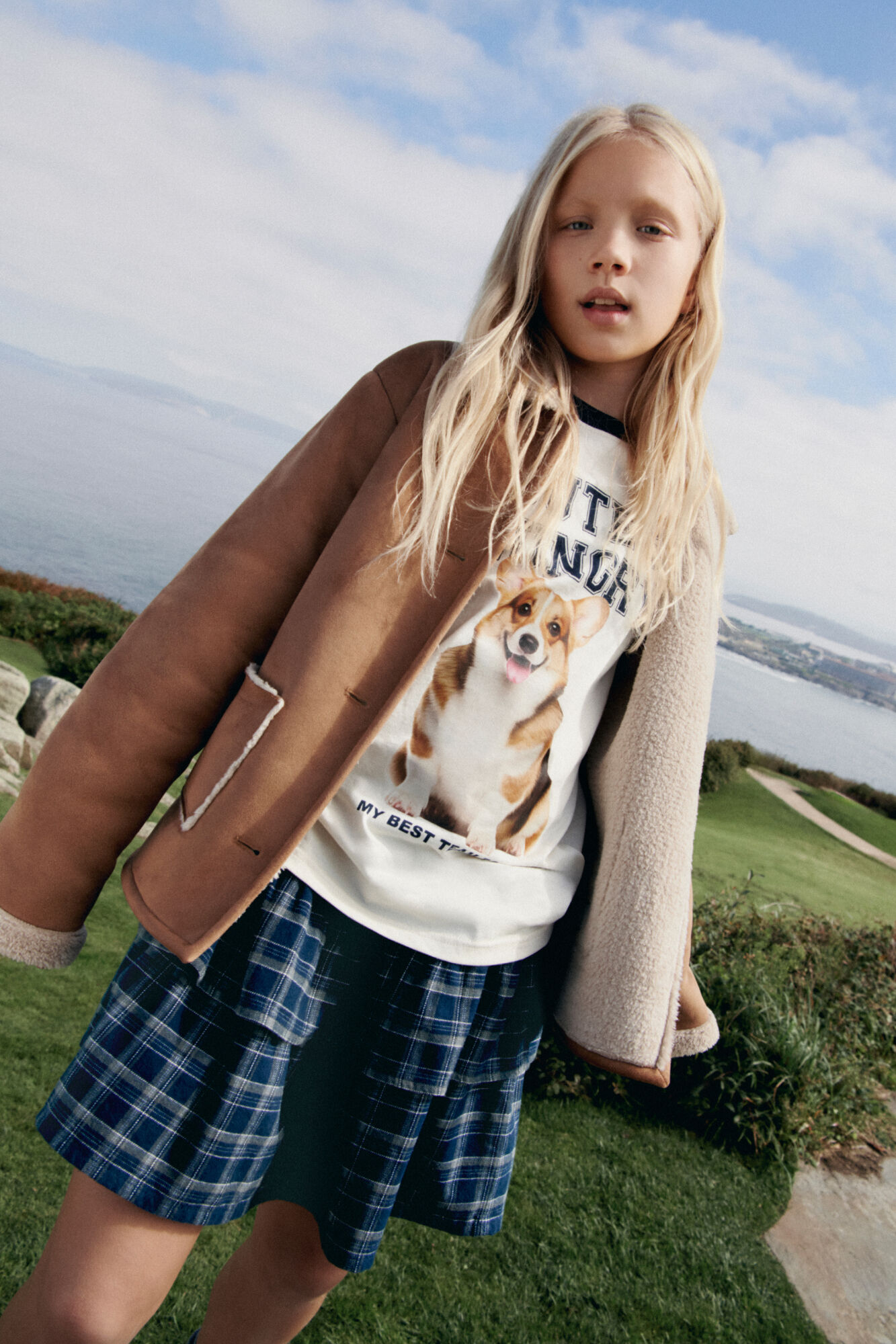 Springfield Kids Falda de cuadros con volantes ni&ntilde;a azul