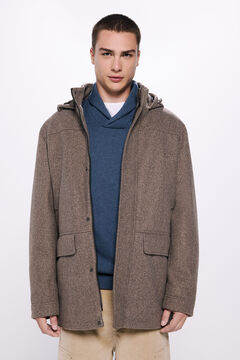 Springfield Parka efecto lana capucha café
