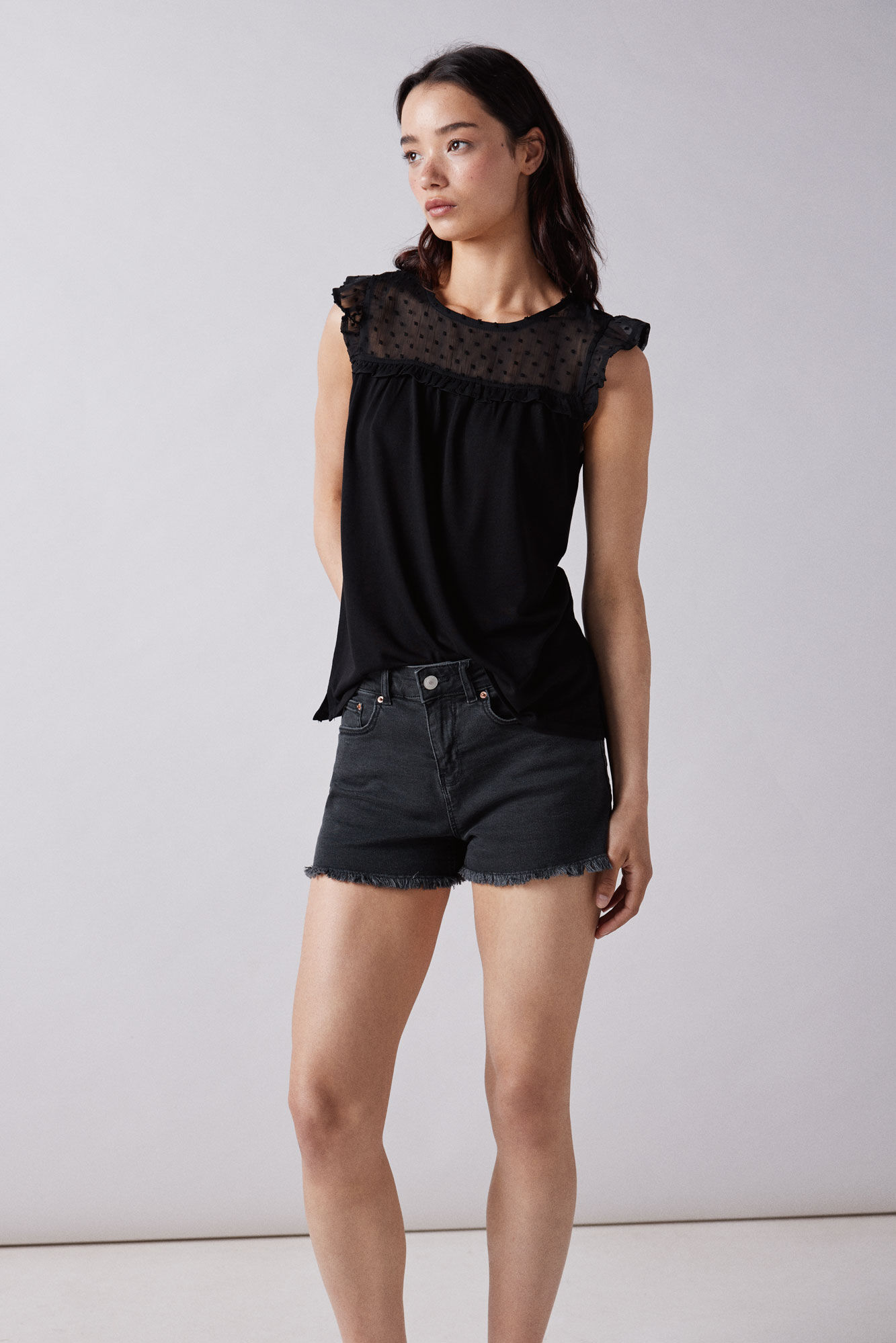 Springfield Playera combinada plumet&iacute; negro