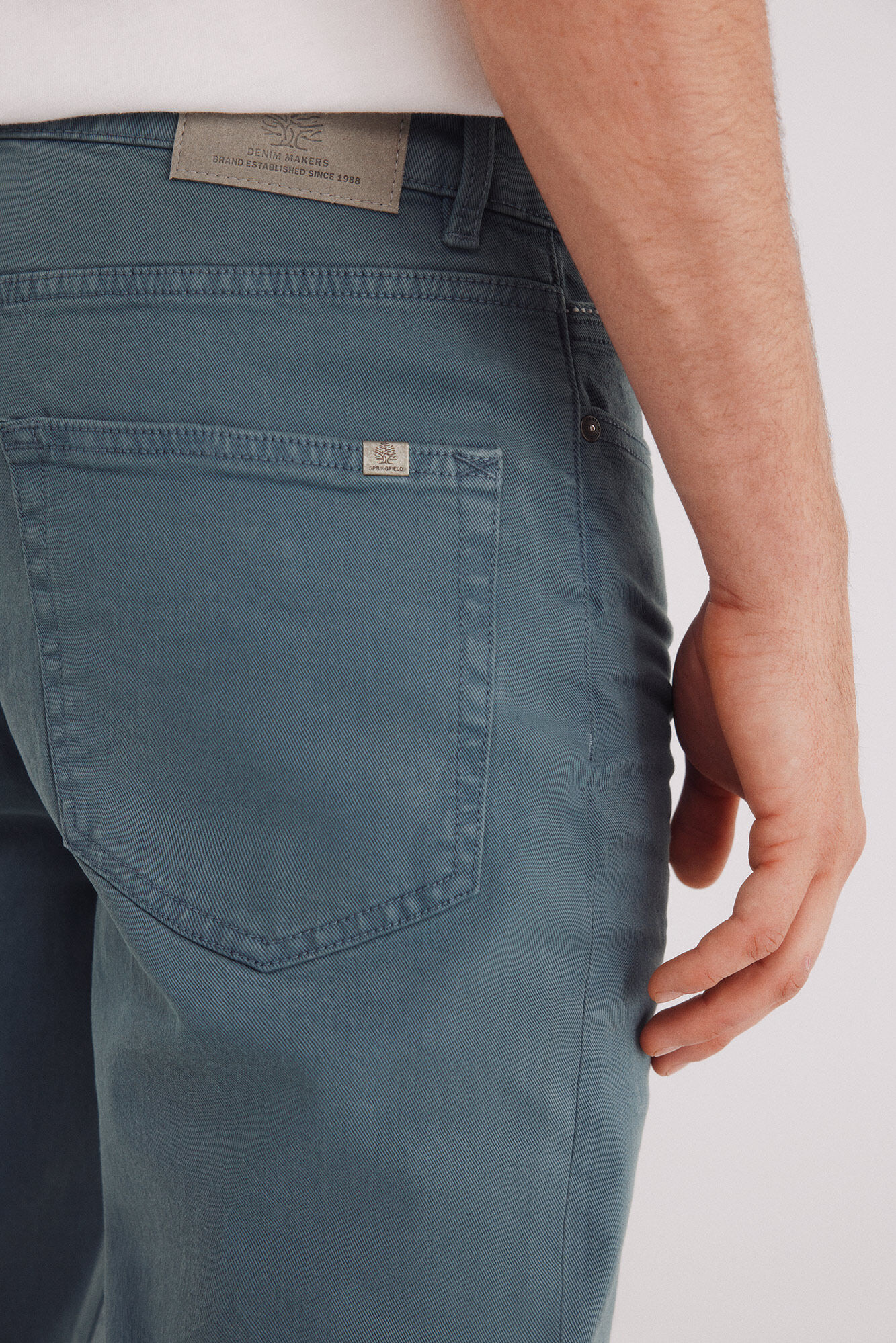 Springfield Pantal&oacute;n slim fit de 5 bolsillo azul