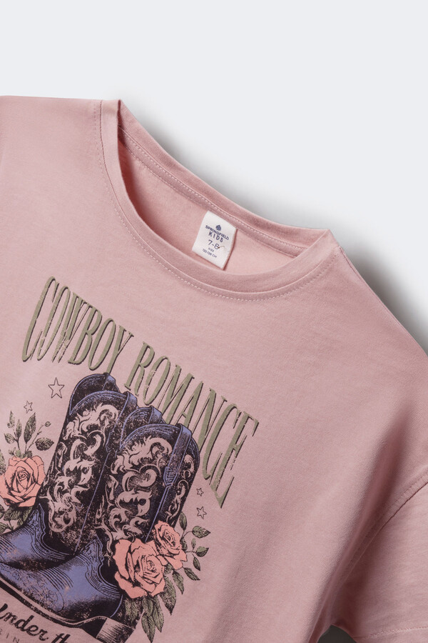 Springfield Kids Playera botas cowboy niña rosa