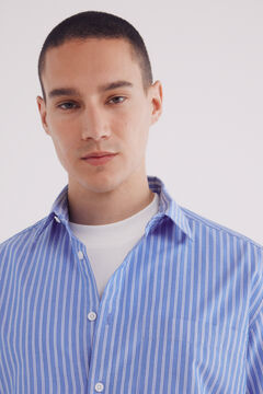 Springfield Camisa boxy fit popelín rayas azul indigo