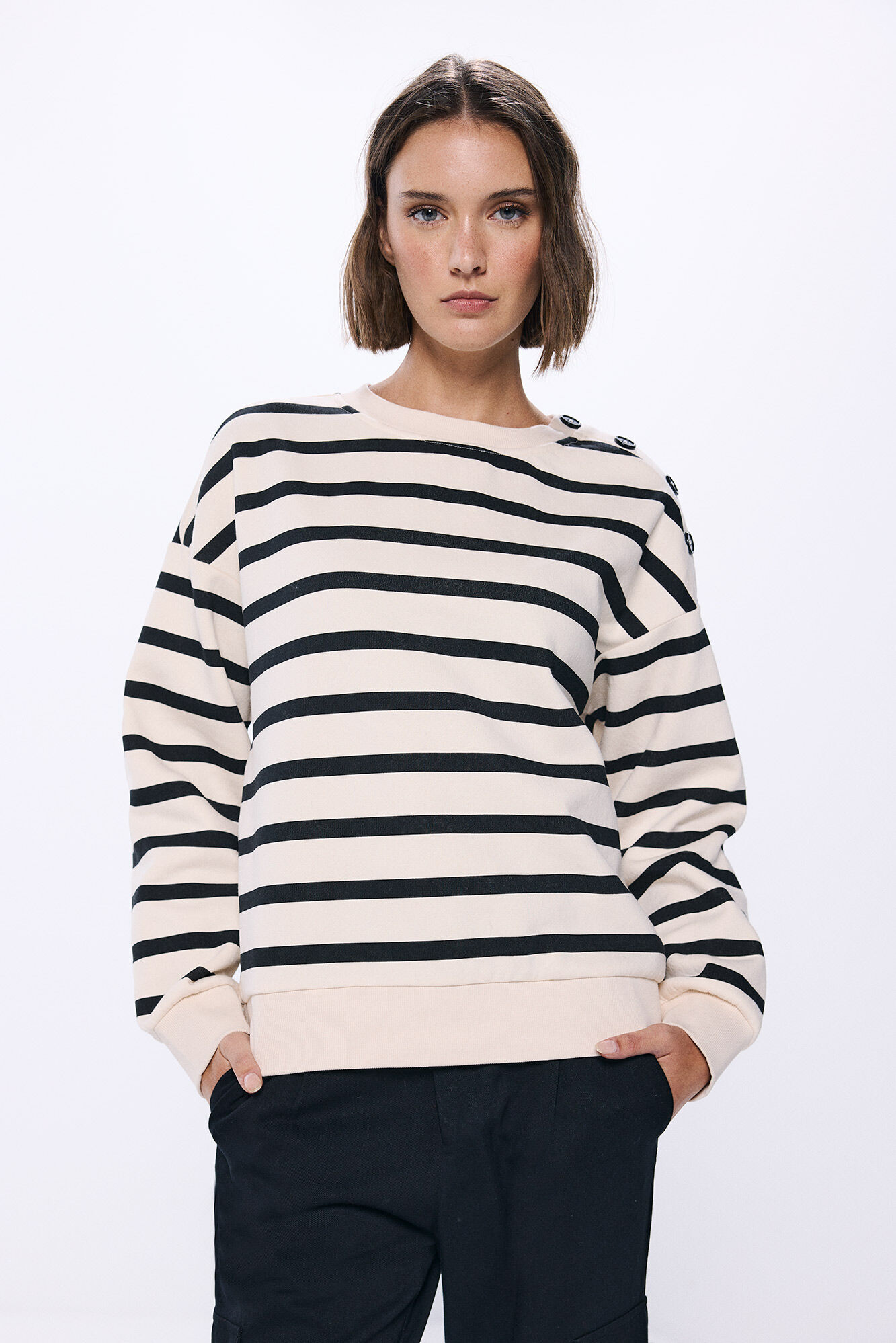 Springfield Sudadera rayas botones hombro estampado