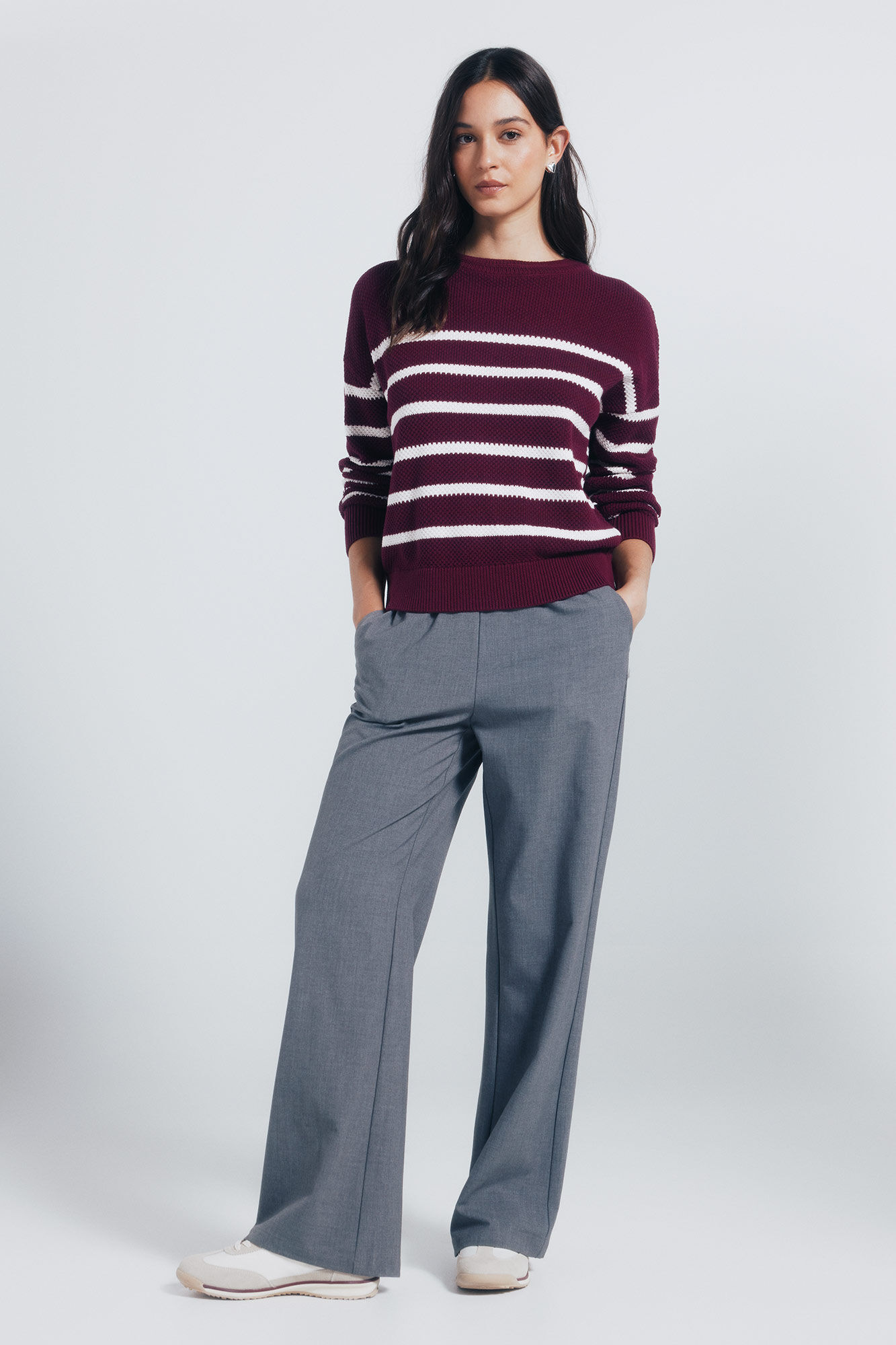 Springfield Jersey de algod&oacute;n a rayas p&uacute;rpura