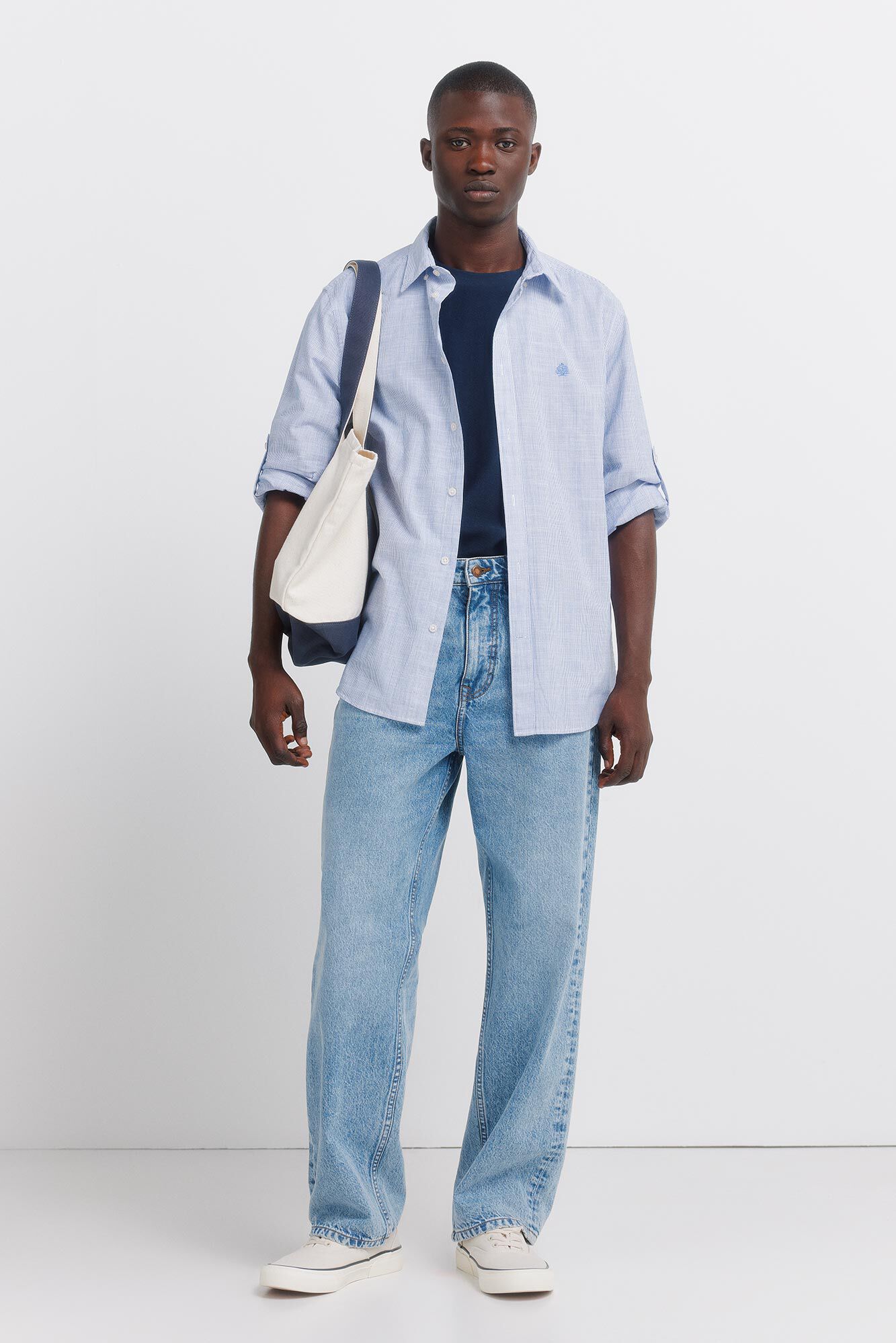 Springfield Camisa ligera de micro rayas azul tinta