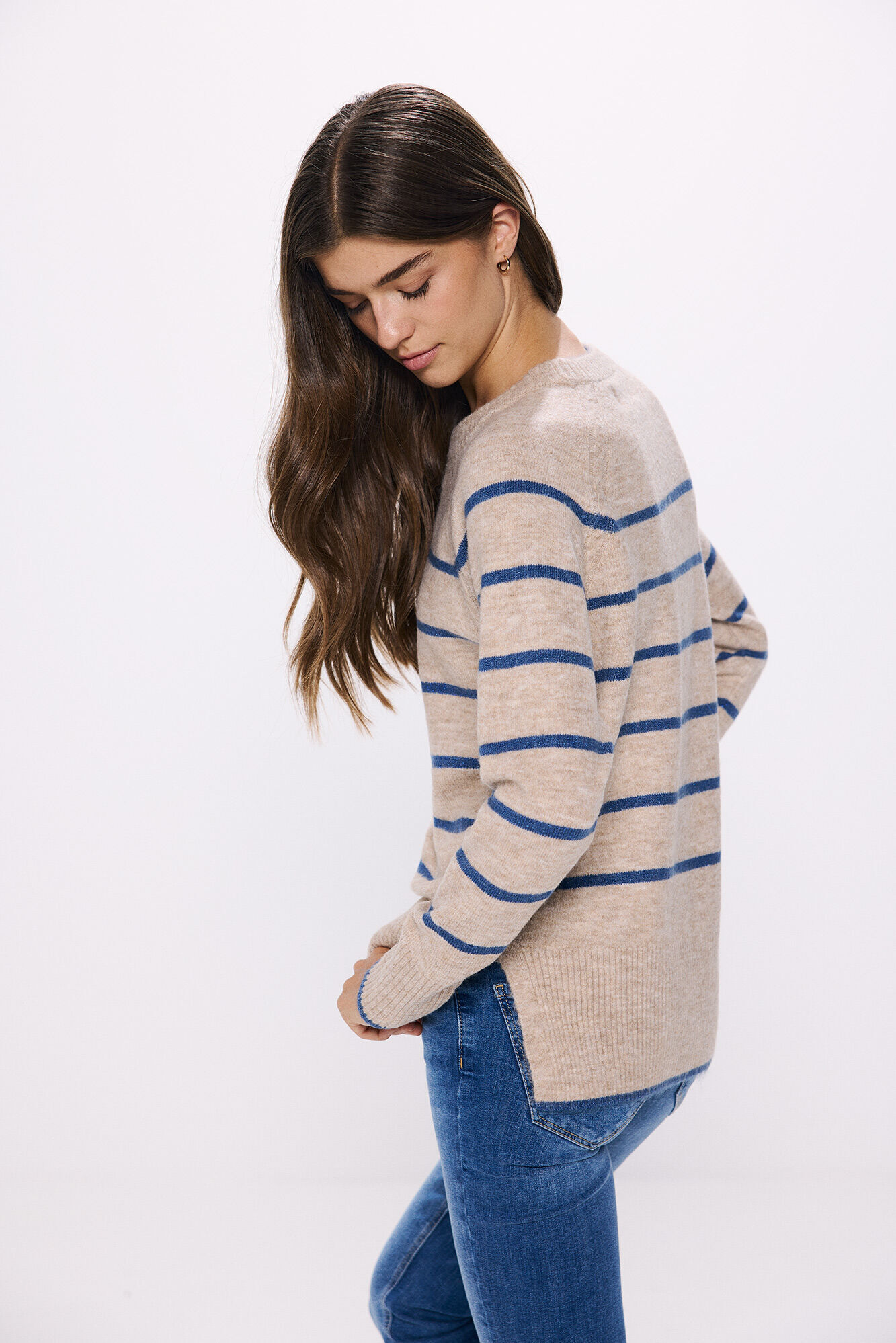 Springfield Su&eacute;ter cuello redondo contrastes caf&eacute;