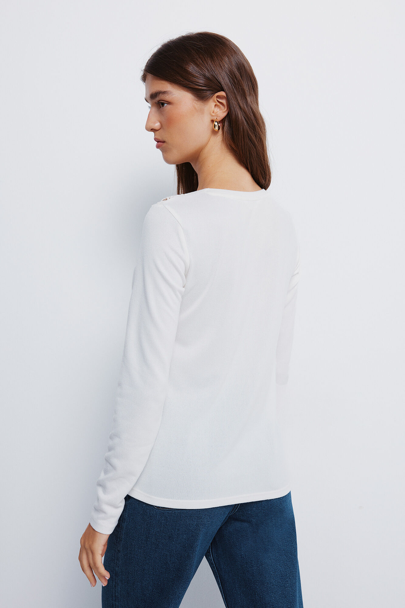 Springfield Playera con hombros al crochet blanco