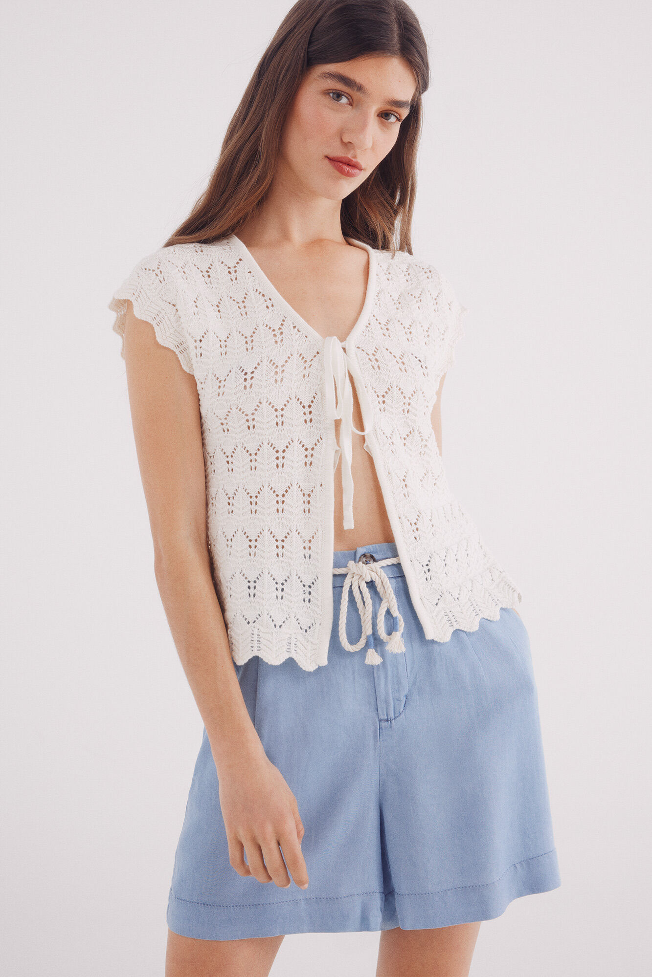 Springfield Shorts cintur&oacute;n tencel azul