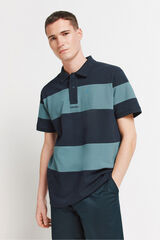 Springfield Polo corte regular de piqu&eacute; con bloques de color azul