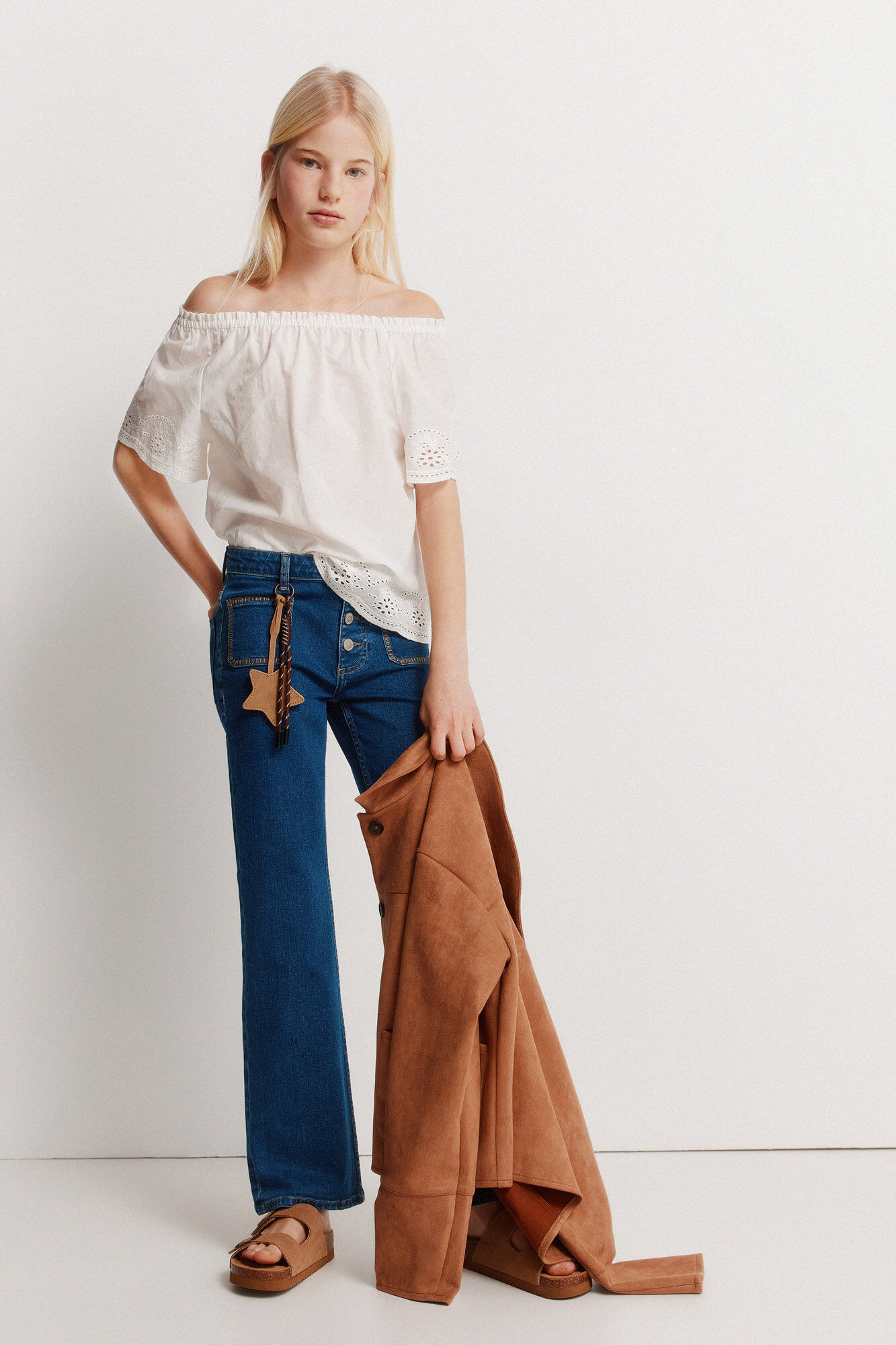 Springfield Kids Blusa bordada de ni&ntilde;a natural