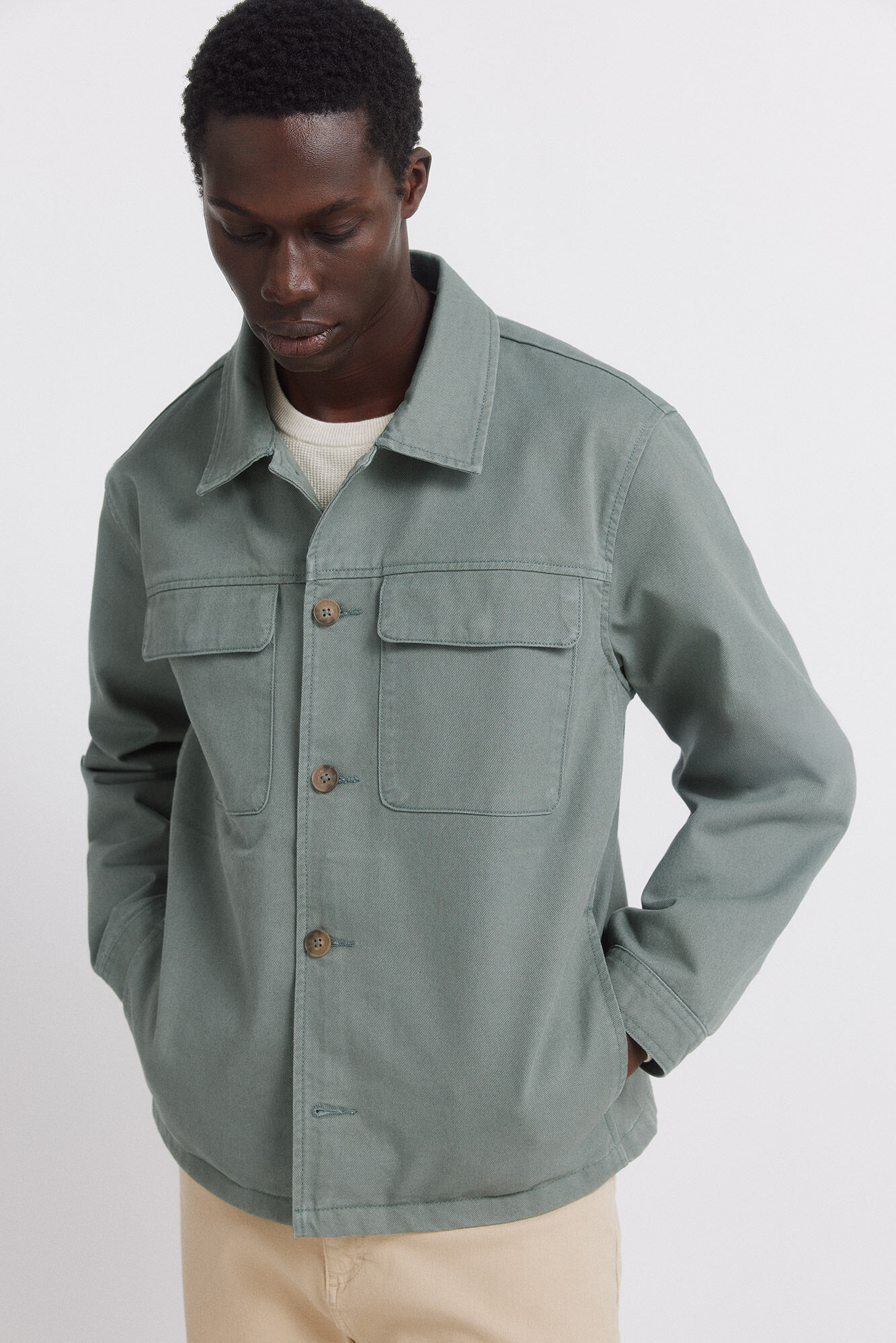 Springfield Sobrecamisa overshirt fit de algod&oacute;n verde