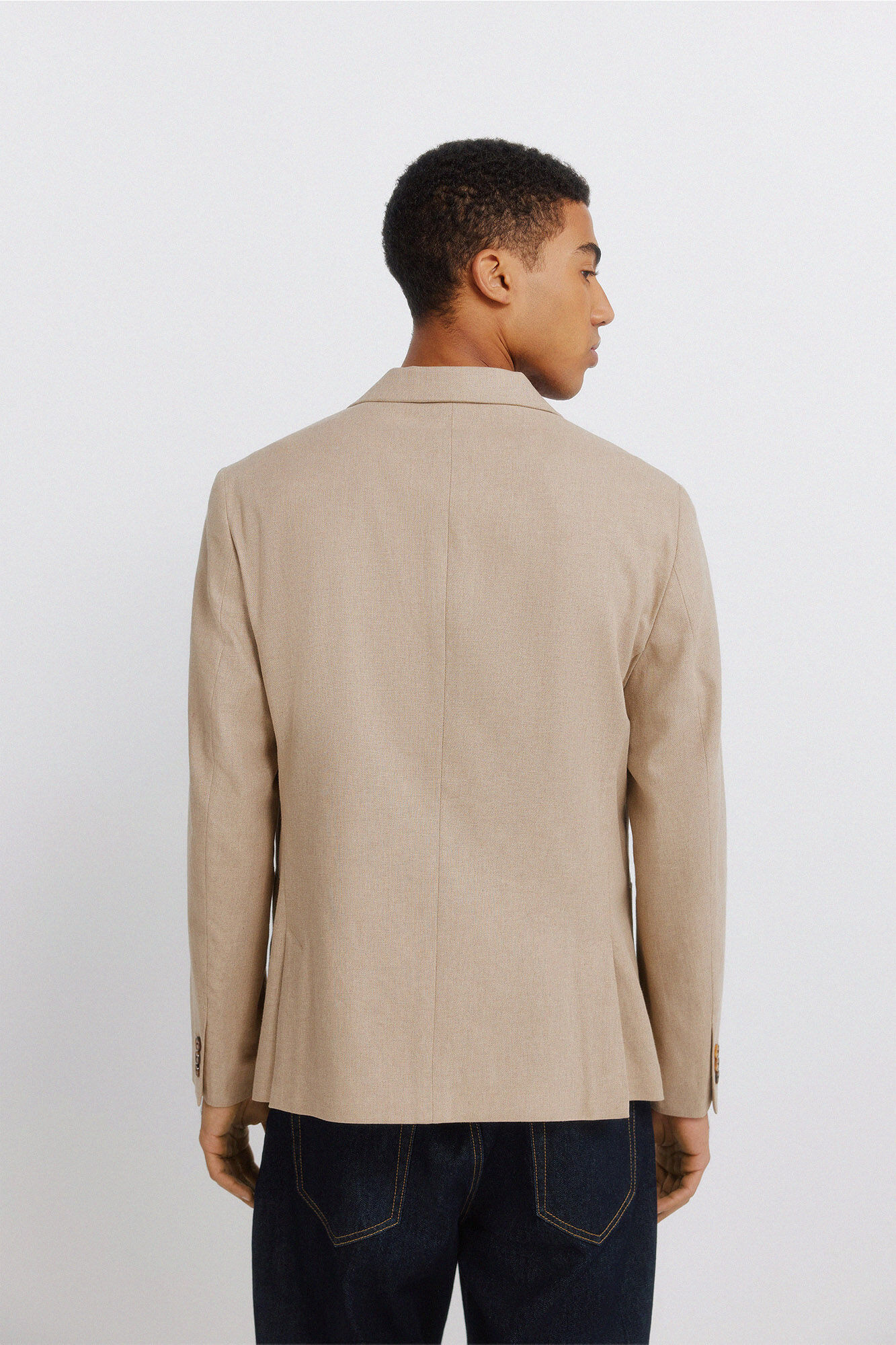 Springfield Blazer de lino y algod&oacute;n beige