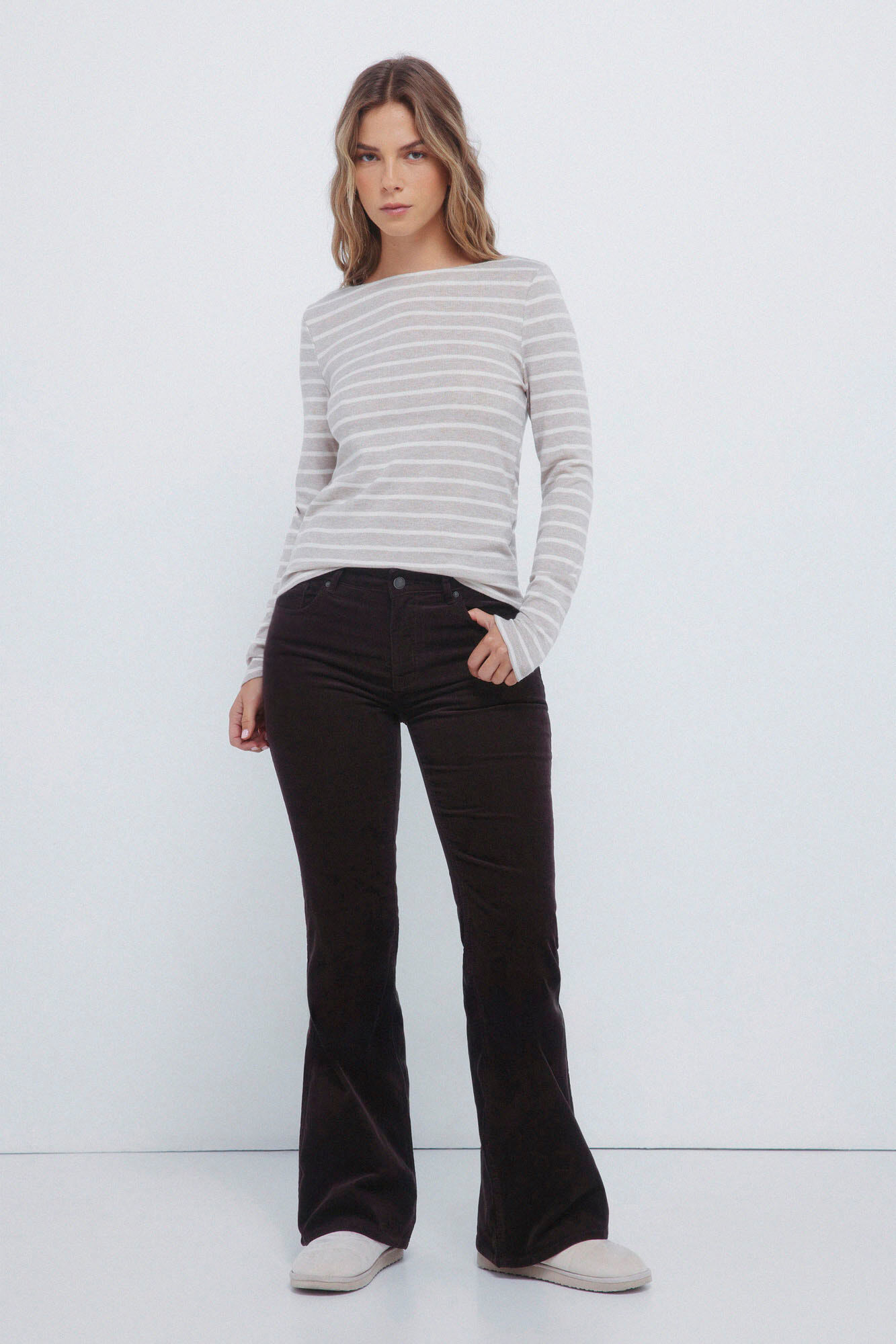 Springfield Playera tejido con rayas a rayas gris