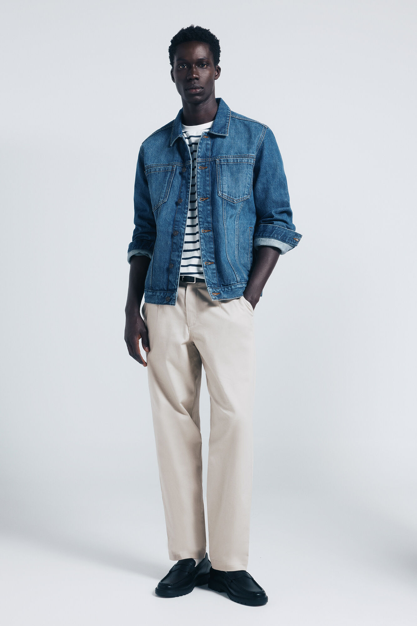 Springfield Chamarra denim b&aacute;sica turquesa