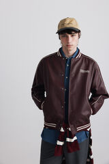 Springfield Chamarra bomber efecto piel varsity rojo