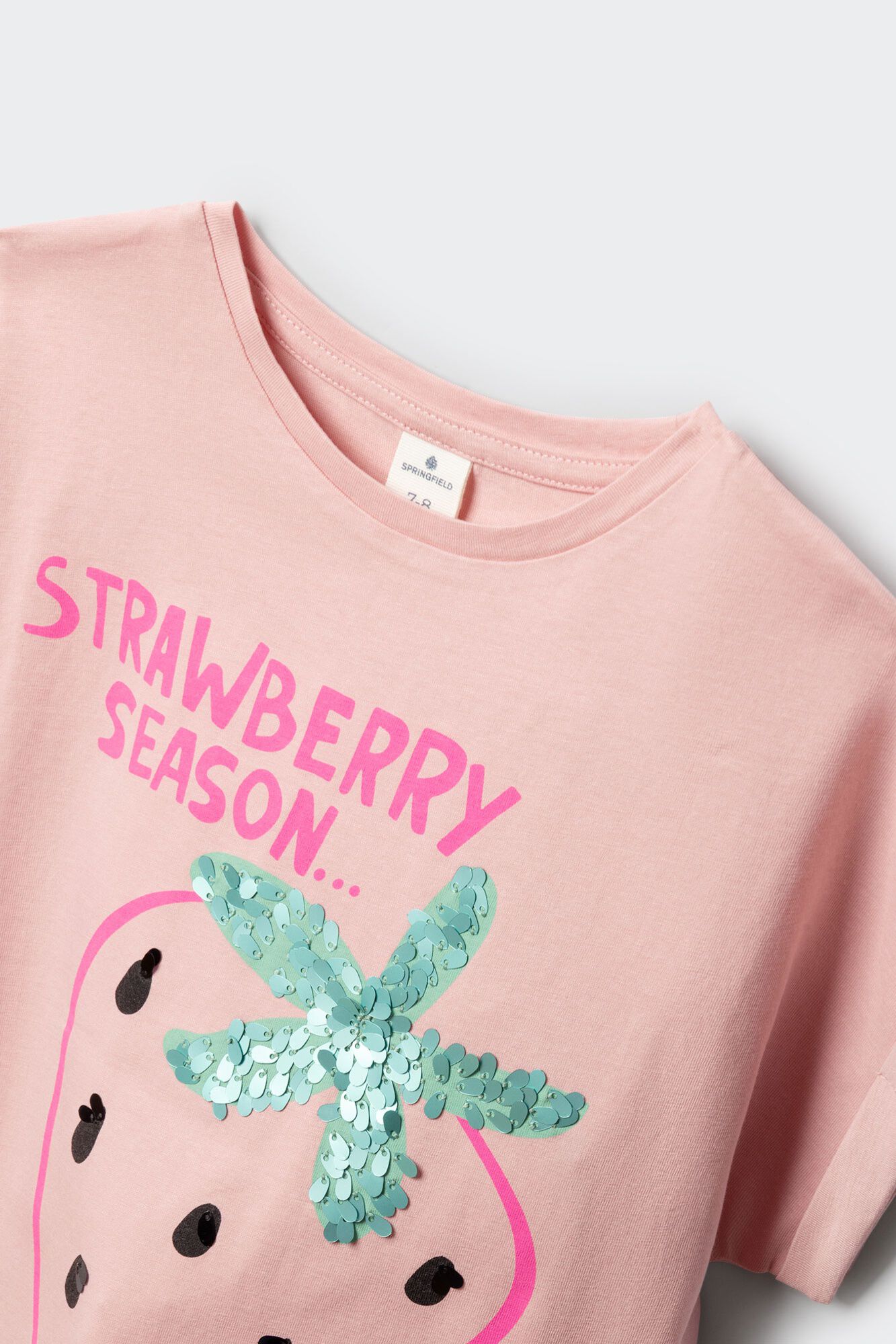 Springfield Kids Playera de manga corta de fresa para ni&ntilde;a rosa