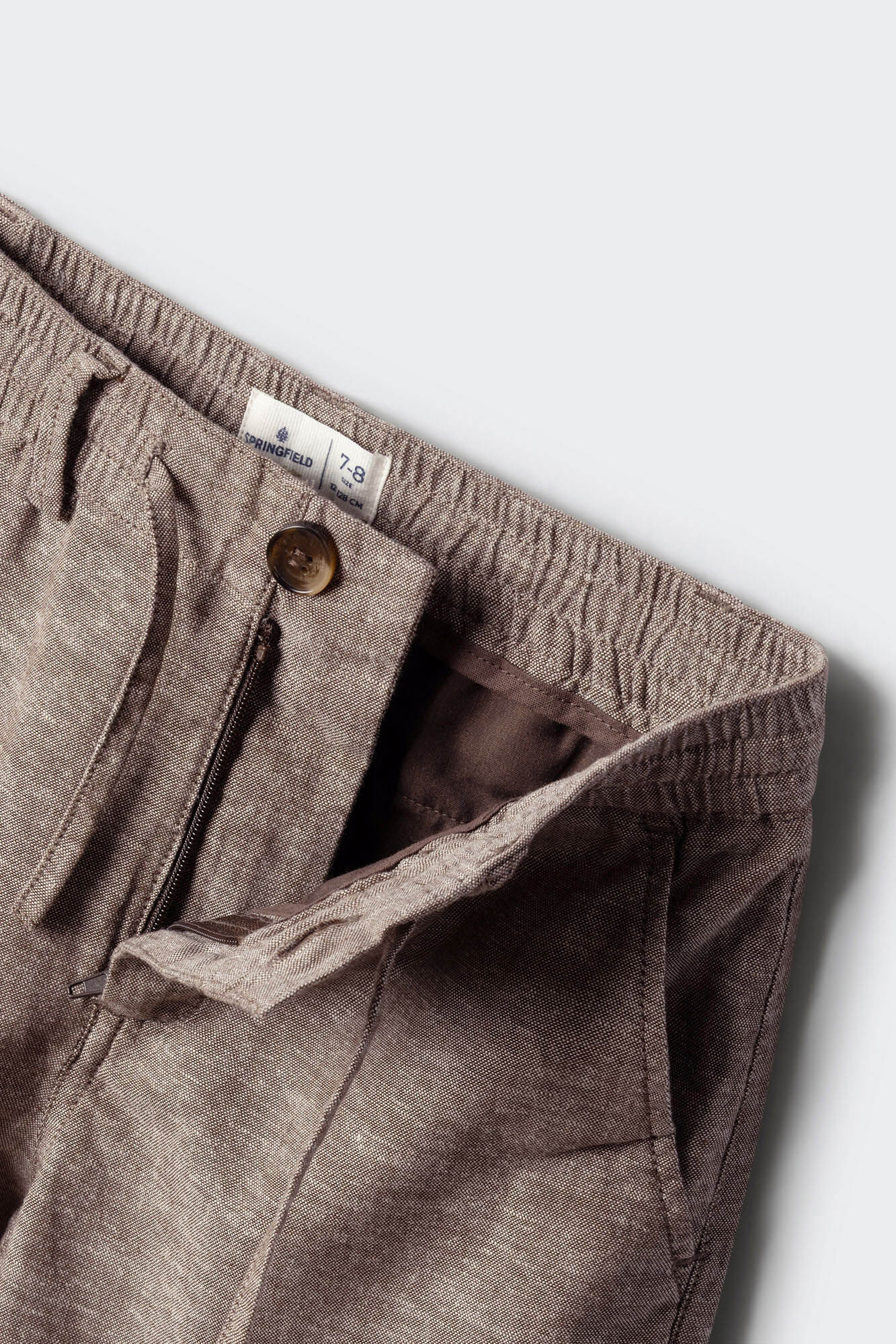 Springfield Kids Pantal&oacute;n para ni&ntilde;o de lino caf&eacute;