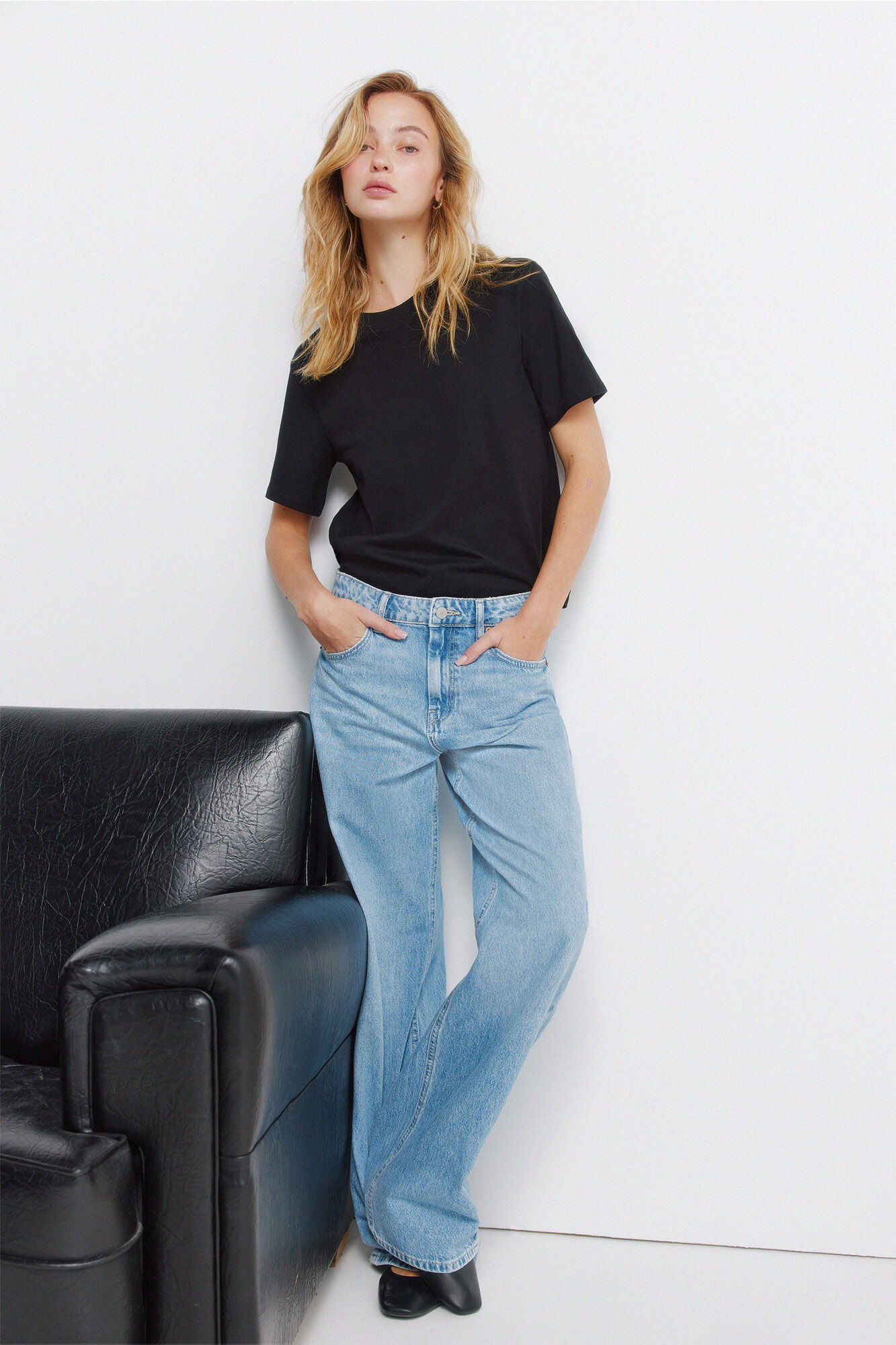 Springfield Playera b&aacute;sica de algod&oacute;n negro