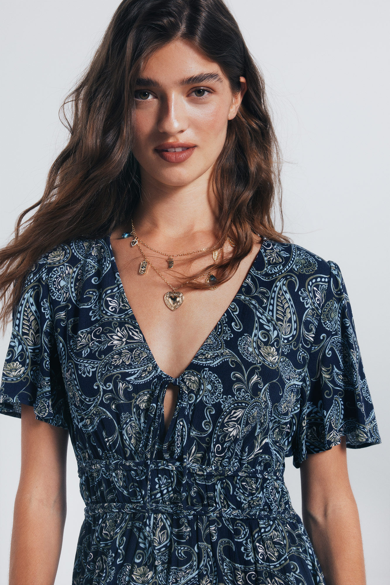 Springfield Vestido midi trenzas cintura azulado