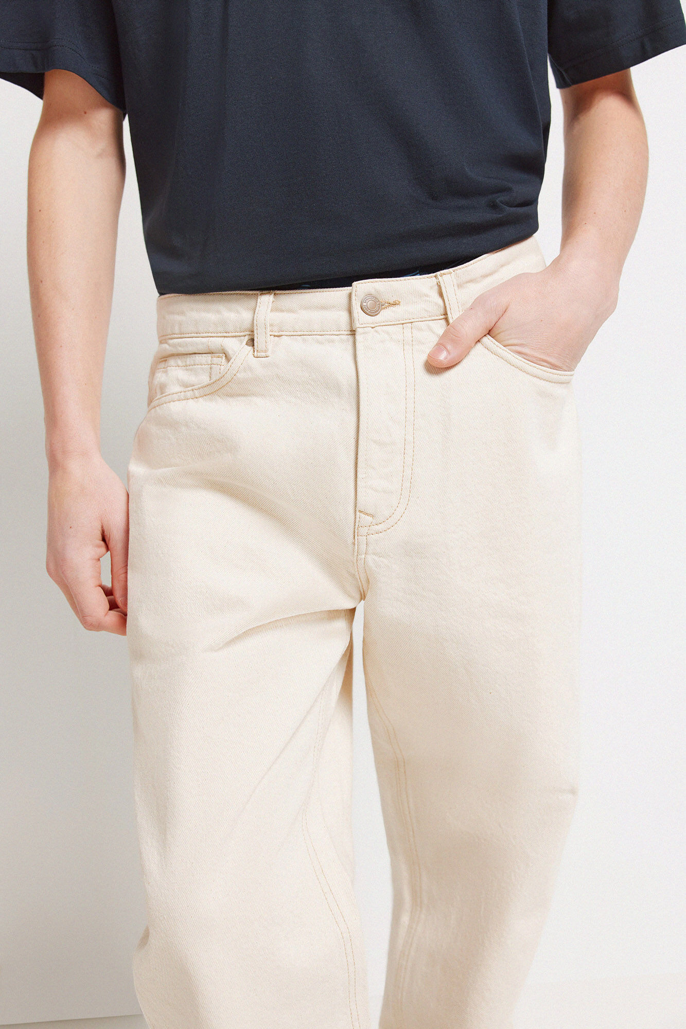 Springfield Jeans corte recto crudo blanco