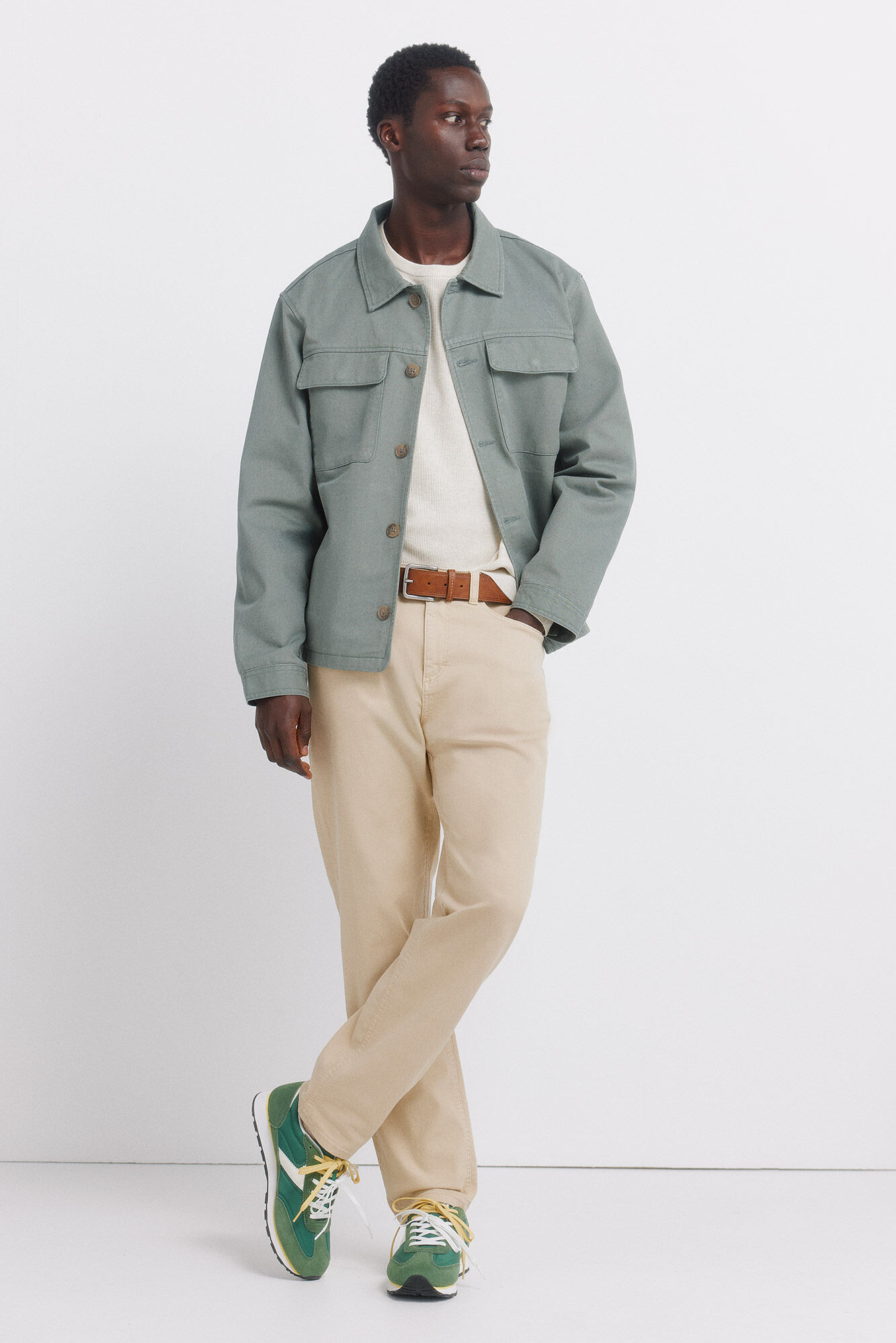 Springfield Sobrecamisa overshirt fit de algod&oacute;n verde