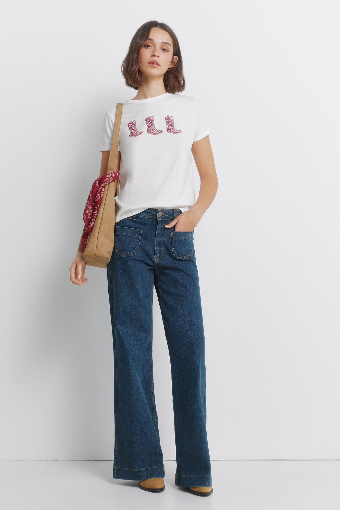 Springfield Playera de mangas vueltas" beige