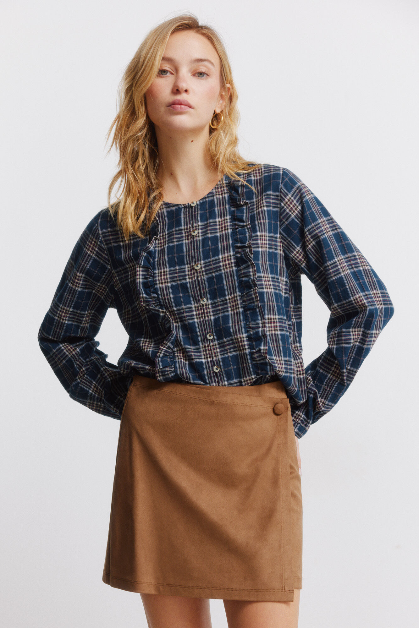 Springfield Falda corta de gamuza sint&eacute;tica caf&eacute;