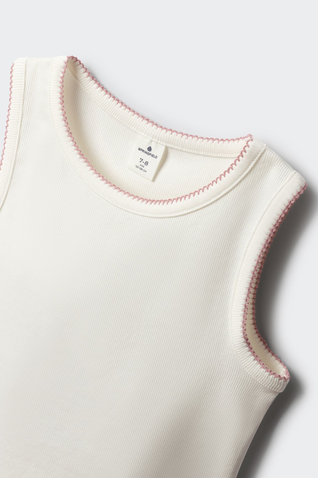 Springfield Kids Top Rib bordado contraste ni&ntilde;a marfil