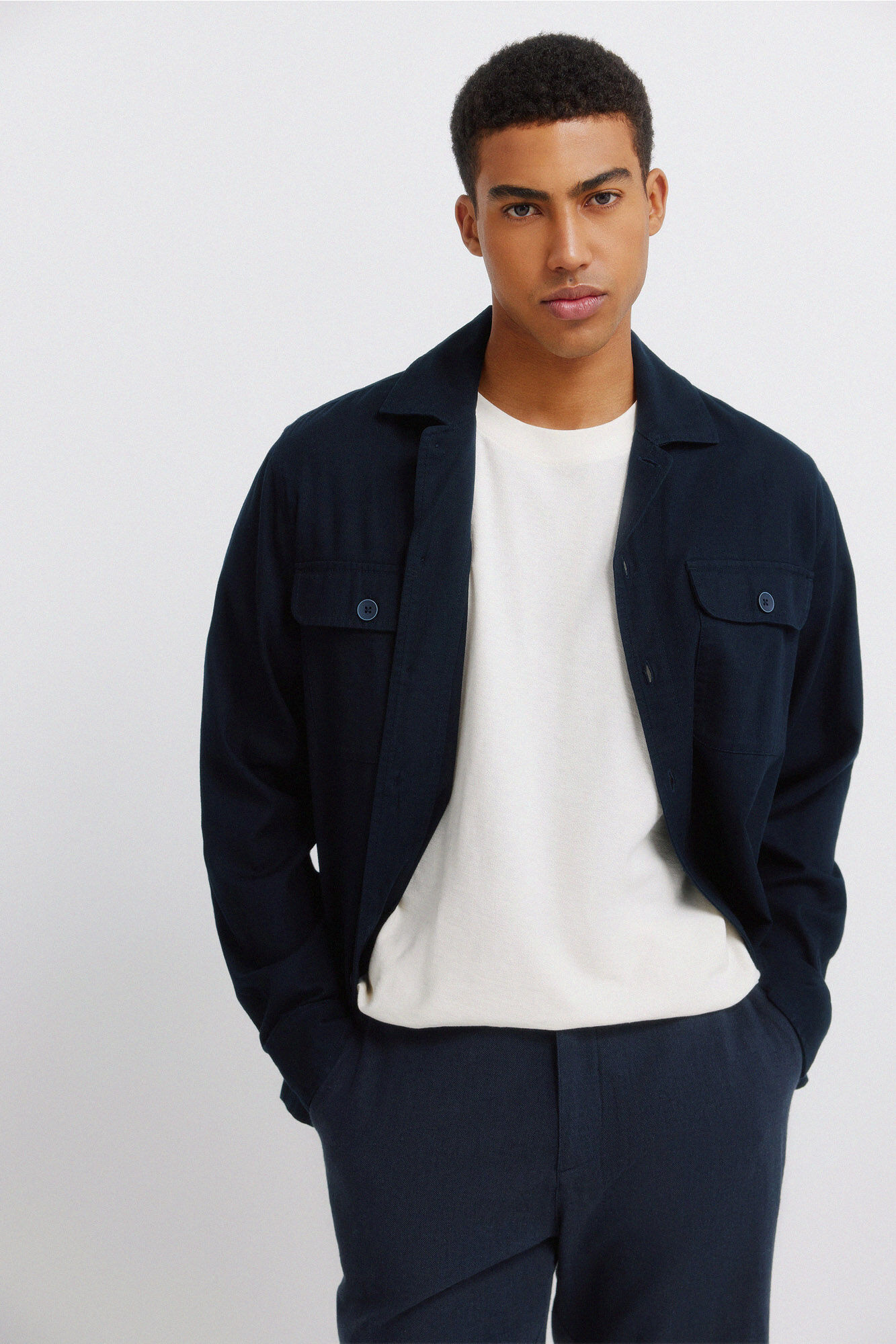 Springfield Bermudas dobby comfort fit de lino azul