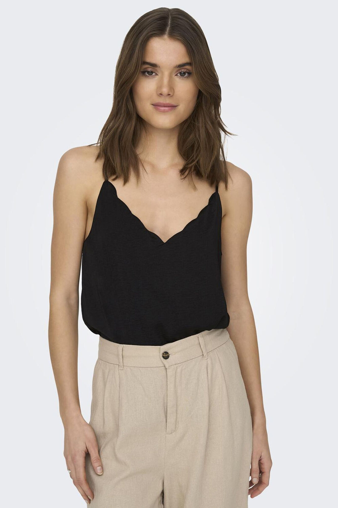 Only Top lencero ribeteado. negro